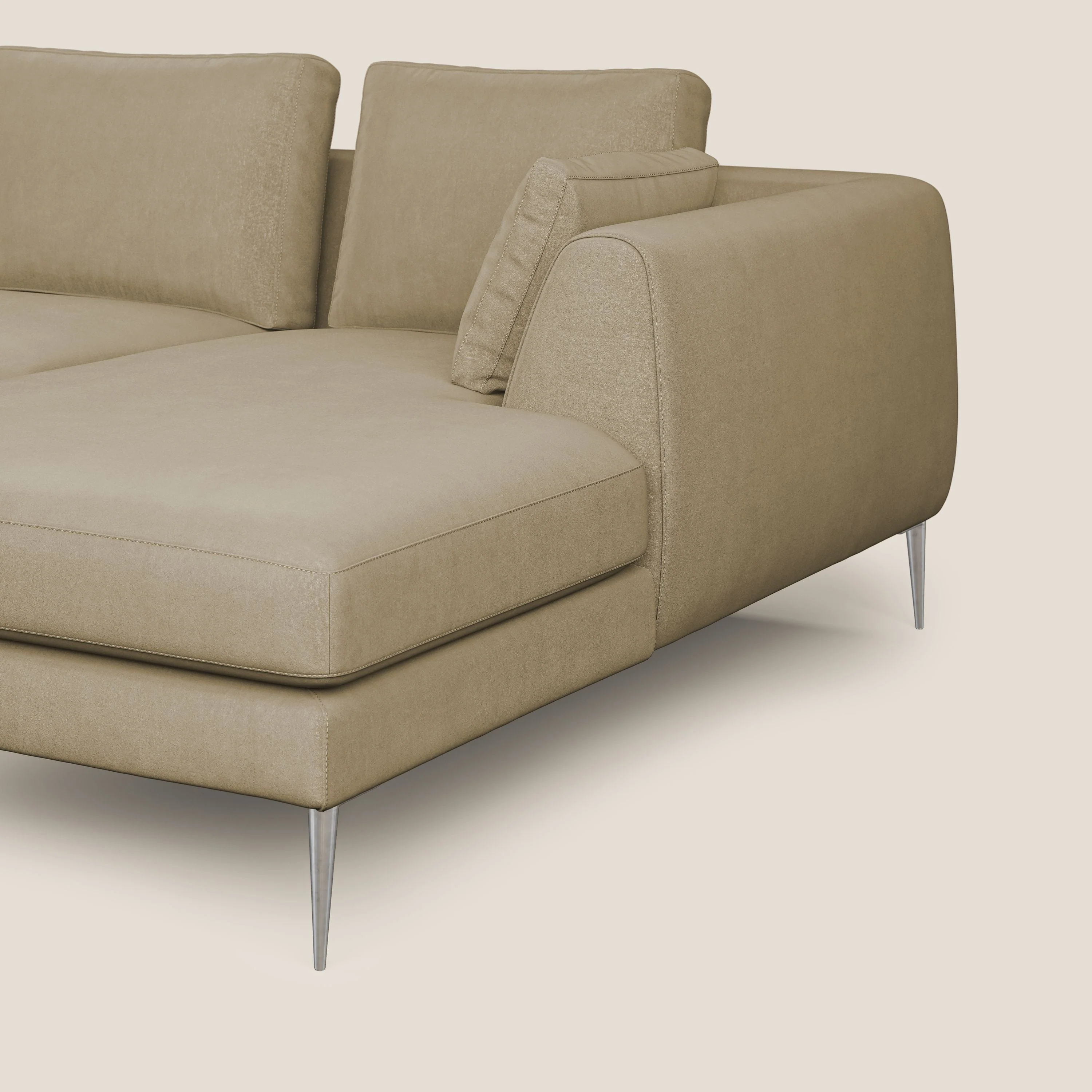 Plano canapé d'angle moderne en microfibre technique détachable T11 beige - Image 5