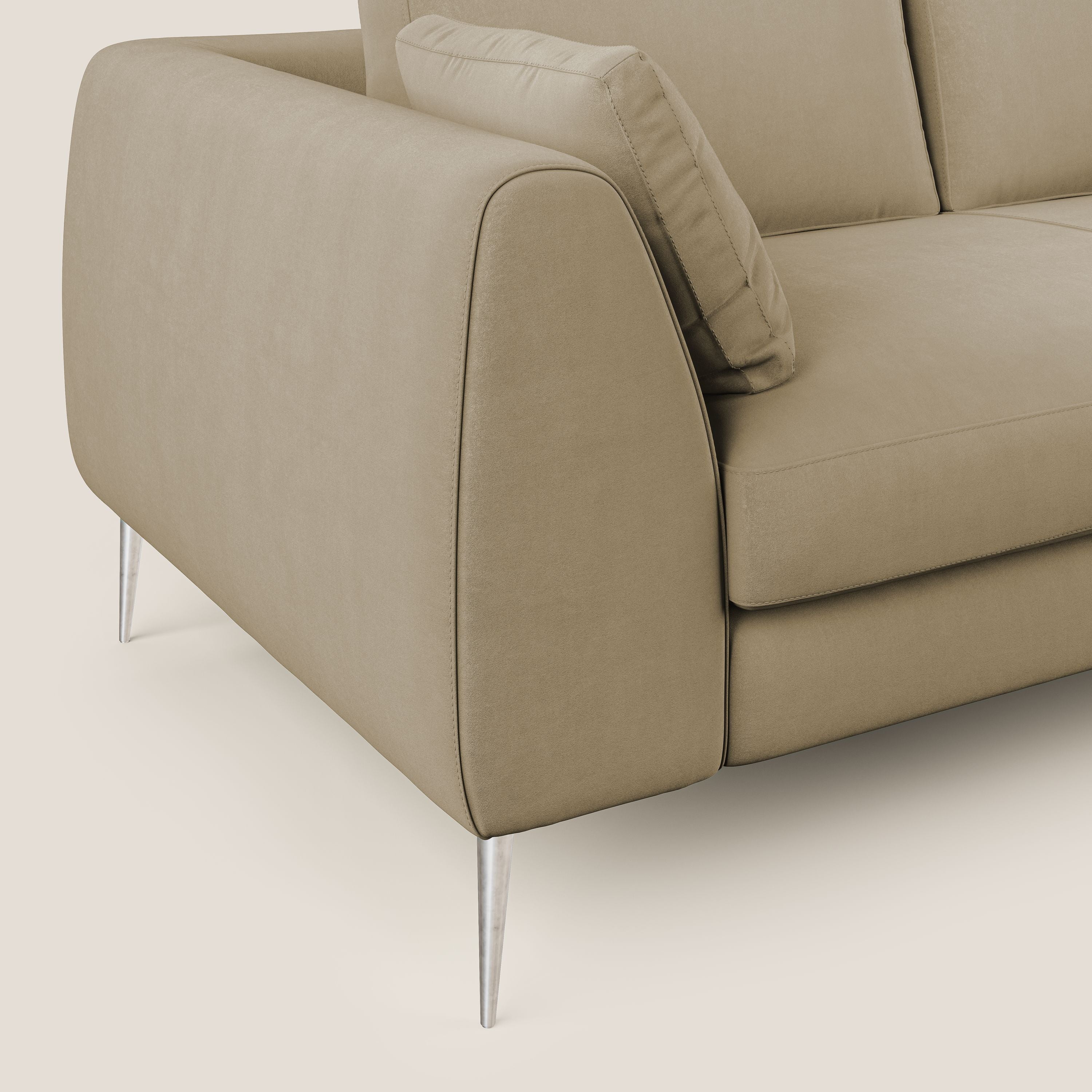Plano canapé d'angle moderne en microfibre technique détachable T11 beige - Image 6