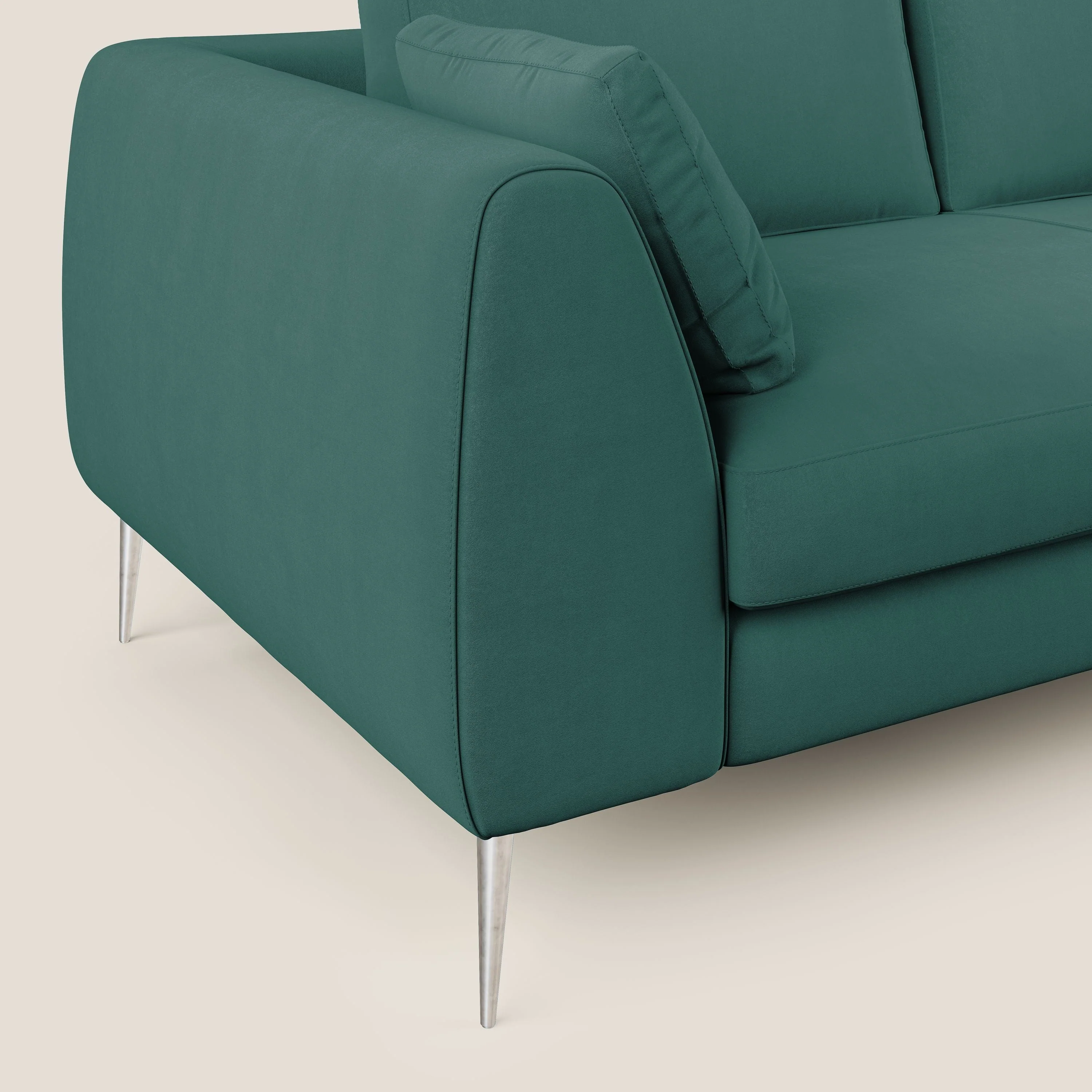 Plano canapé d'angle moderne en microfibre technique détachable T11 bleu canard - Image 5
