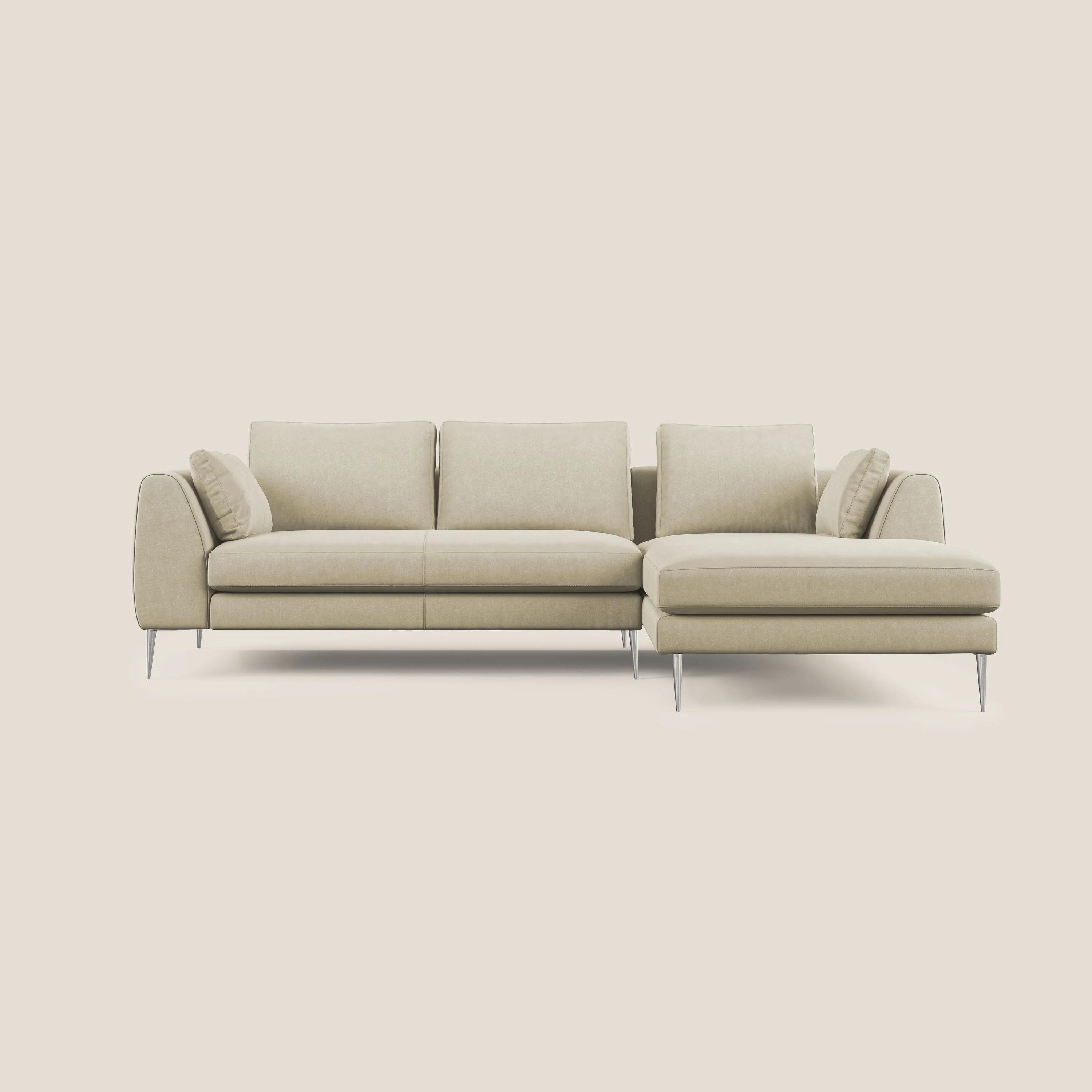 Plano canapé d'angle moderne en microfibre technique détachable T11 crème