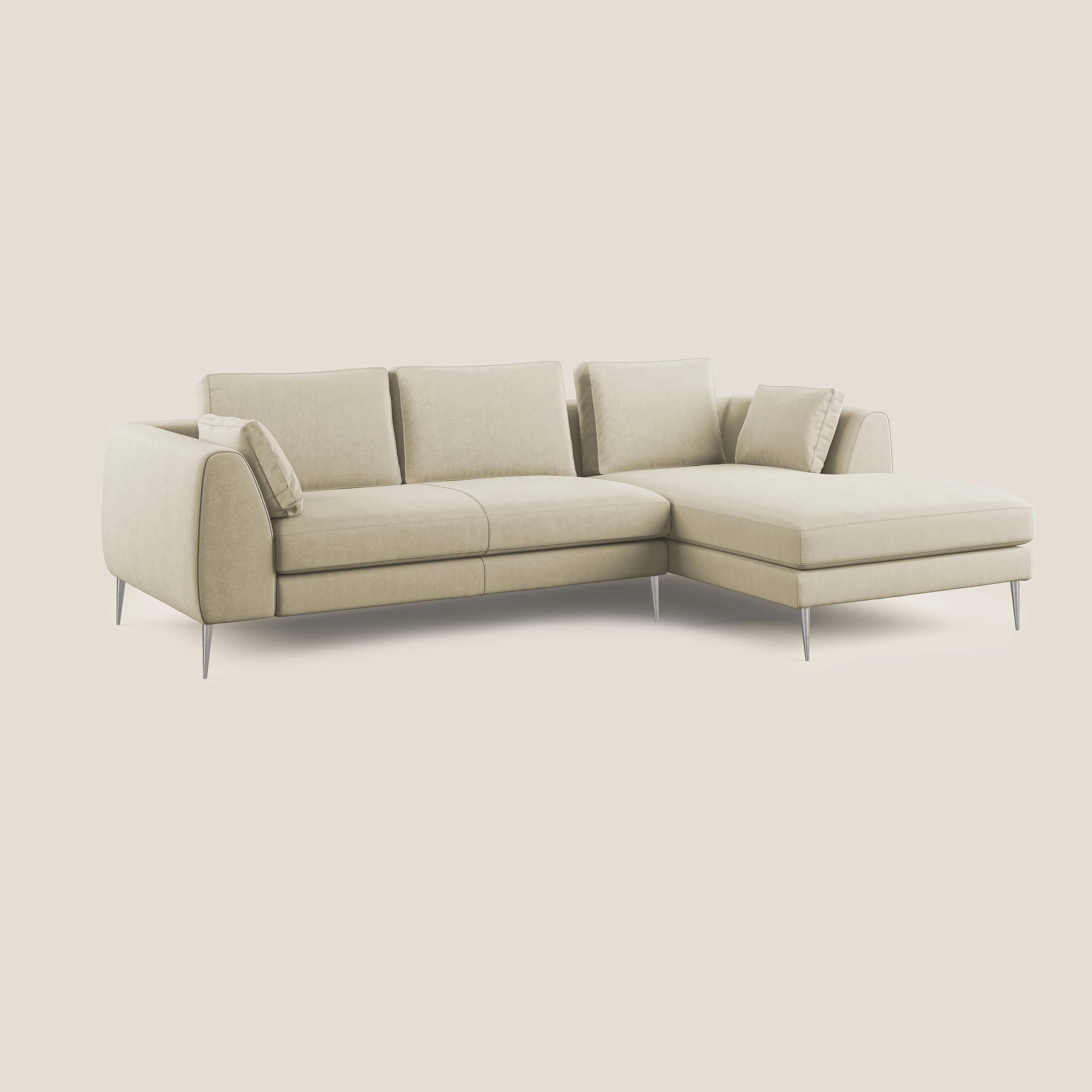Plano canapé d'angle moderne en microfibre technique détachable T11 crème - Image 2