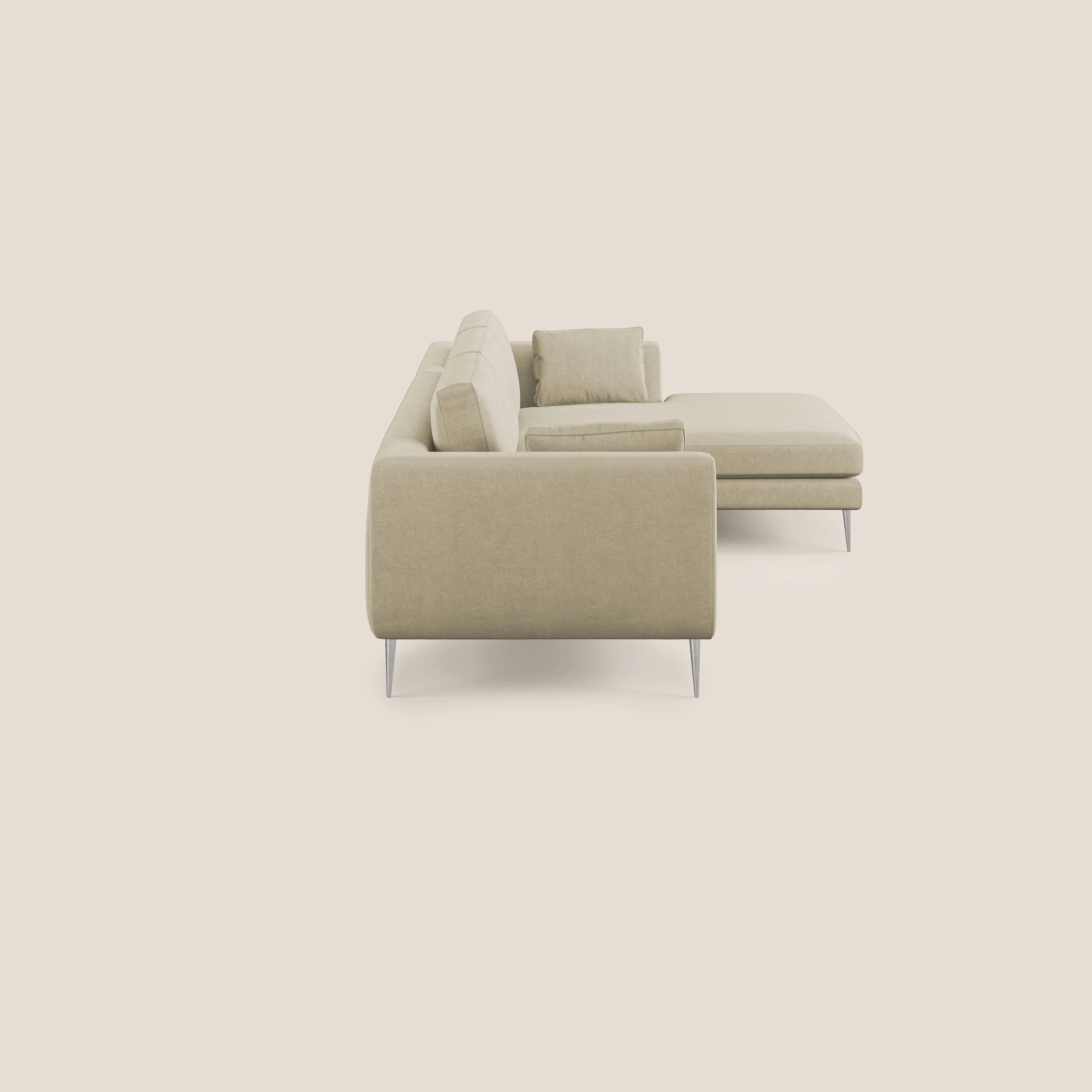 Plano canapé d'angle moderne en microfibre technique détachable T11 crème - Image 3