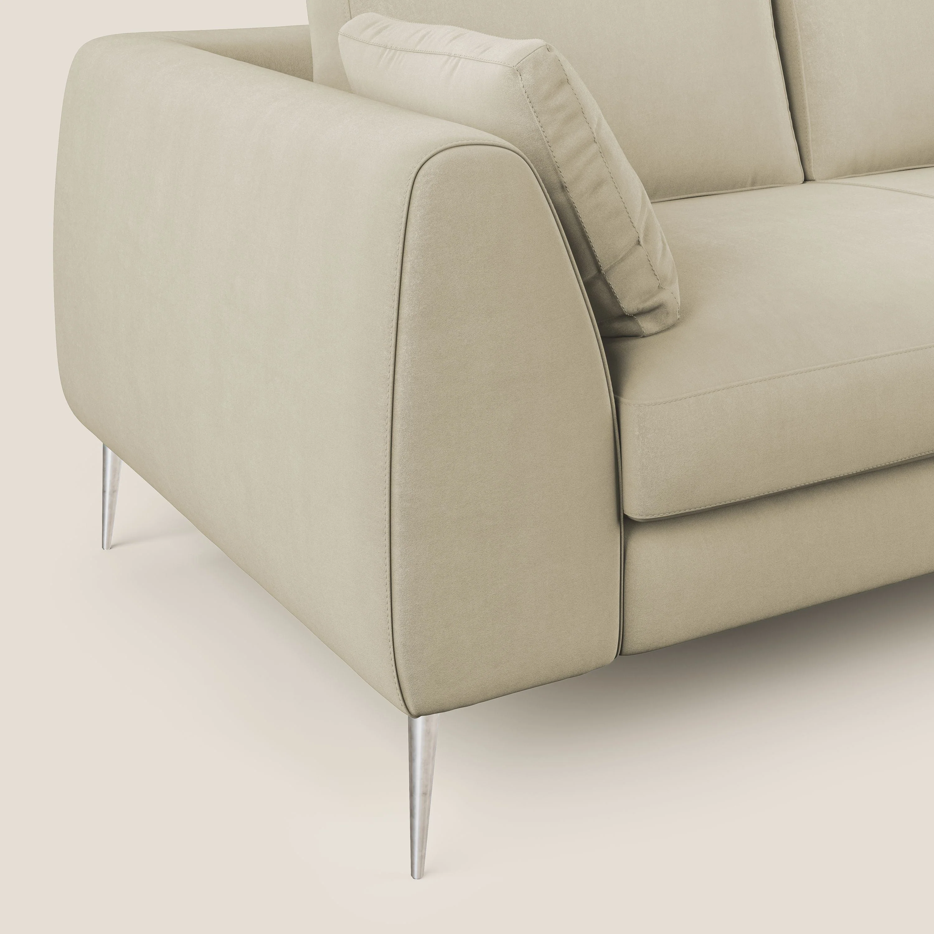 Plano canapé d'angle moderne en microfibre technique détachable T11 crème - Image 5