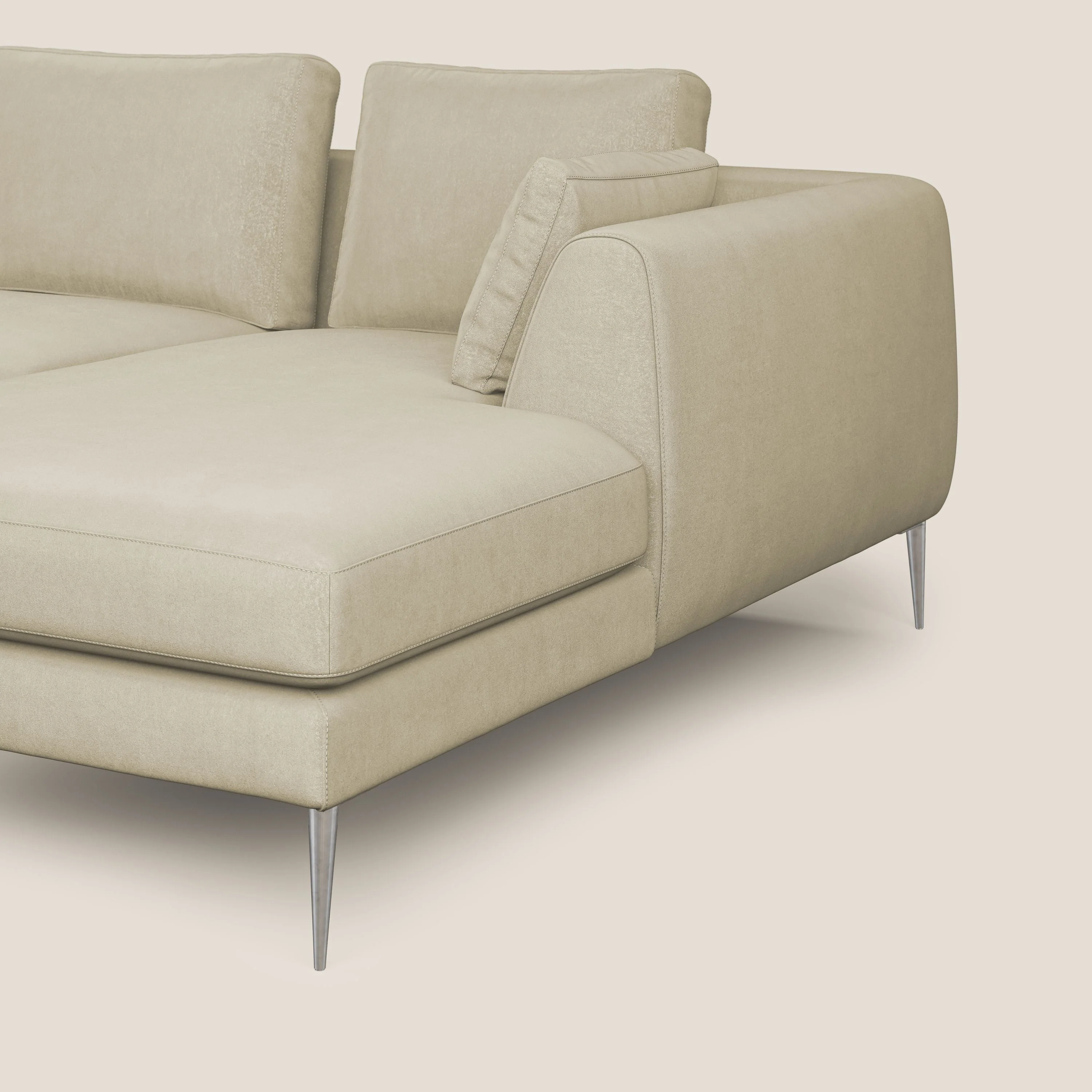 Plano canapé d'angle moderne en microfibre technique détachable T11 crème - Image 6