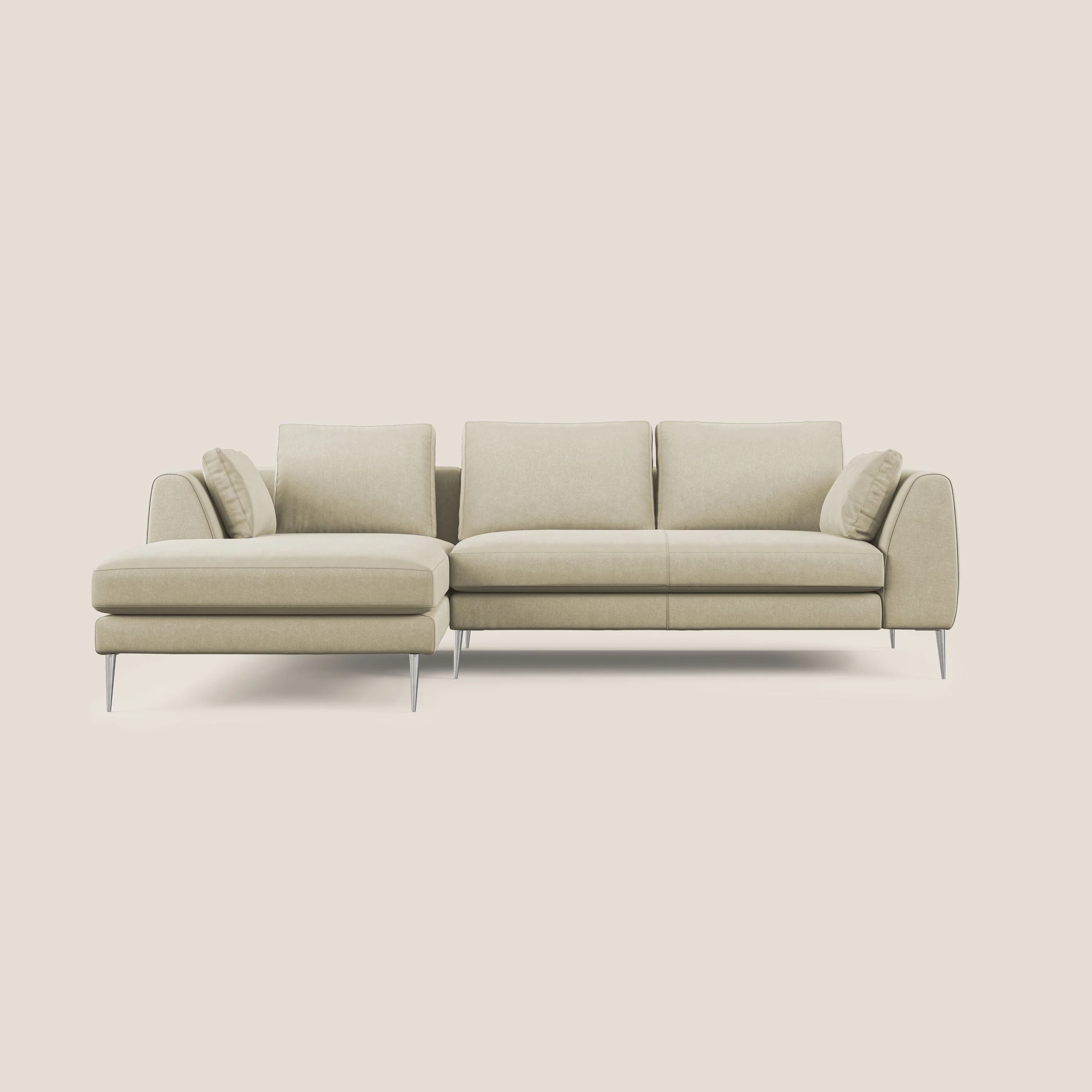 Plano canapé d'angle moderne en microfibre technique détachable T11 crème - Image 7