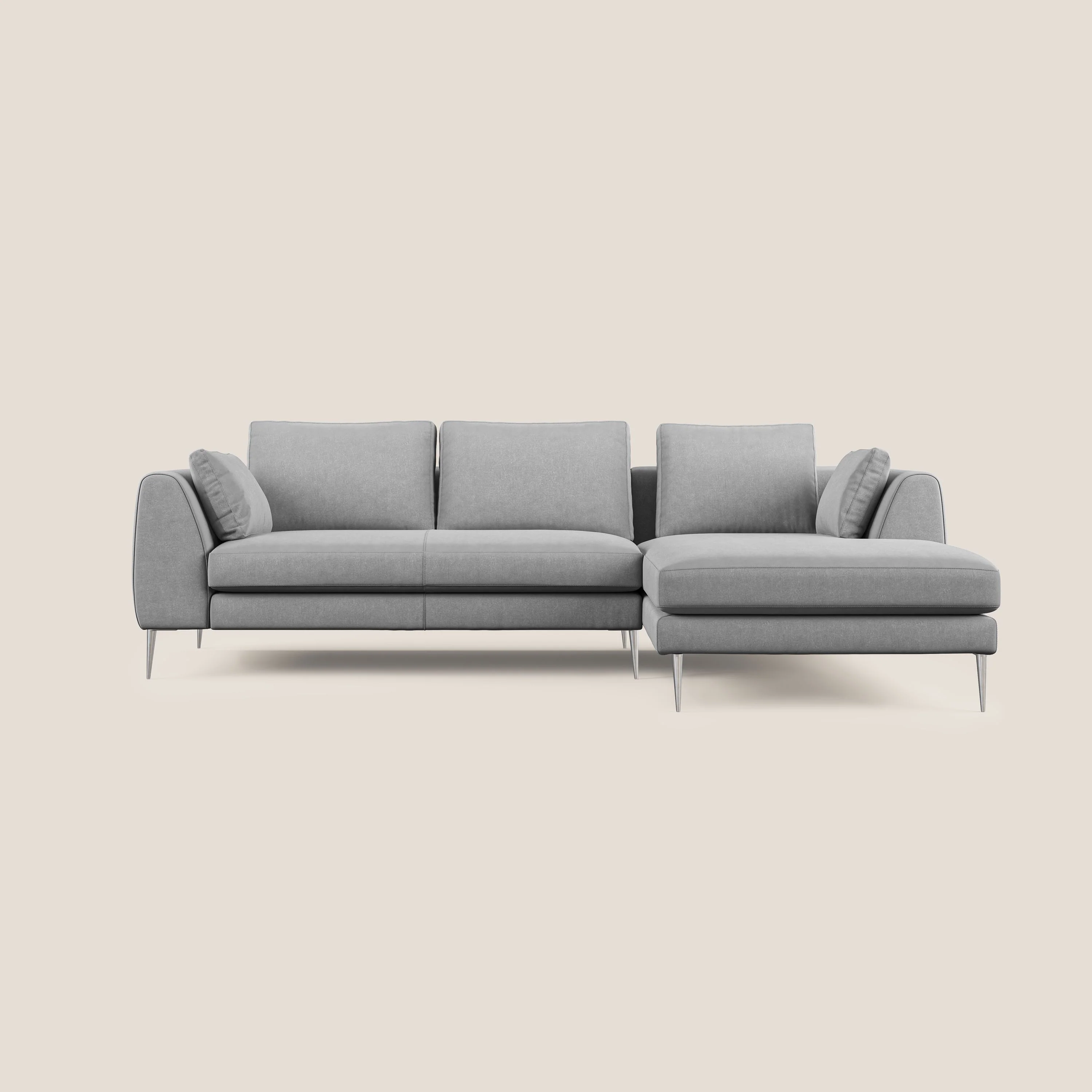 Plano canapé d'angle moderne en microfibre technique détachable T11 gris