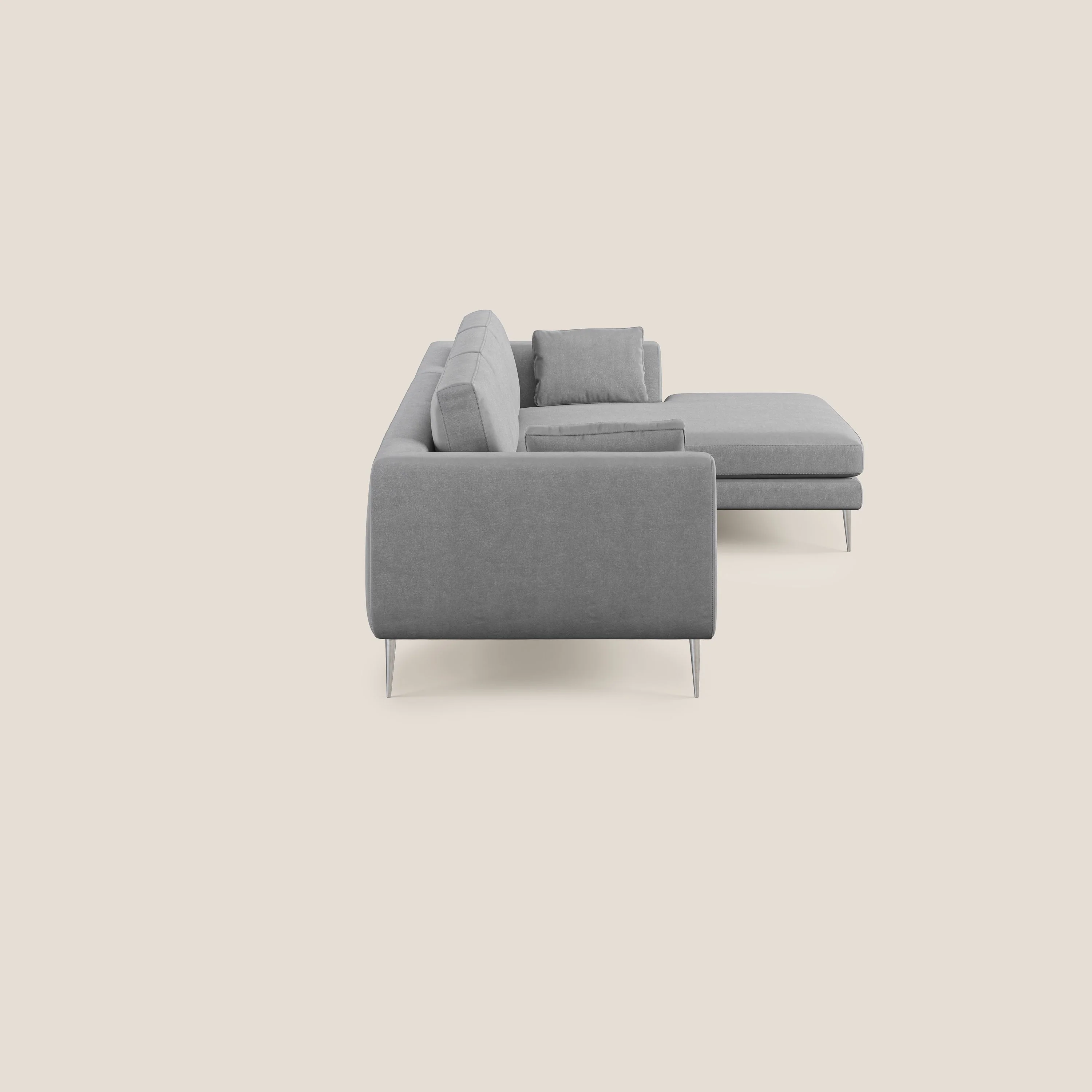 Plano canapé d'angle moderne en microfibre technique détachable T11 gris - Image 4