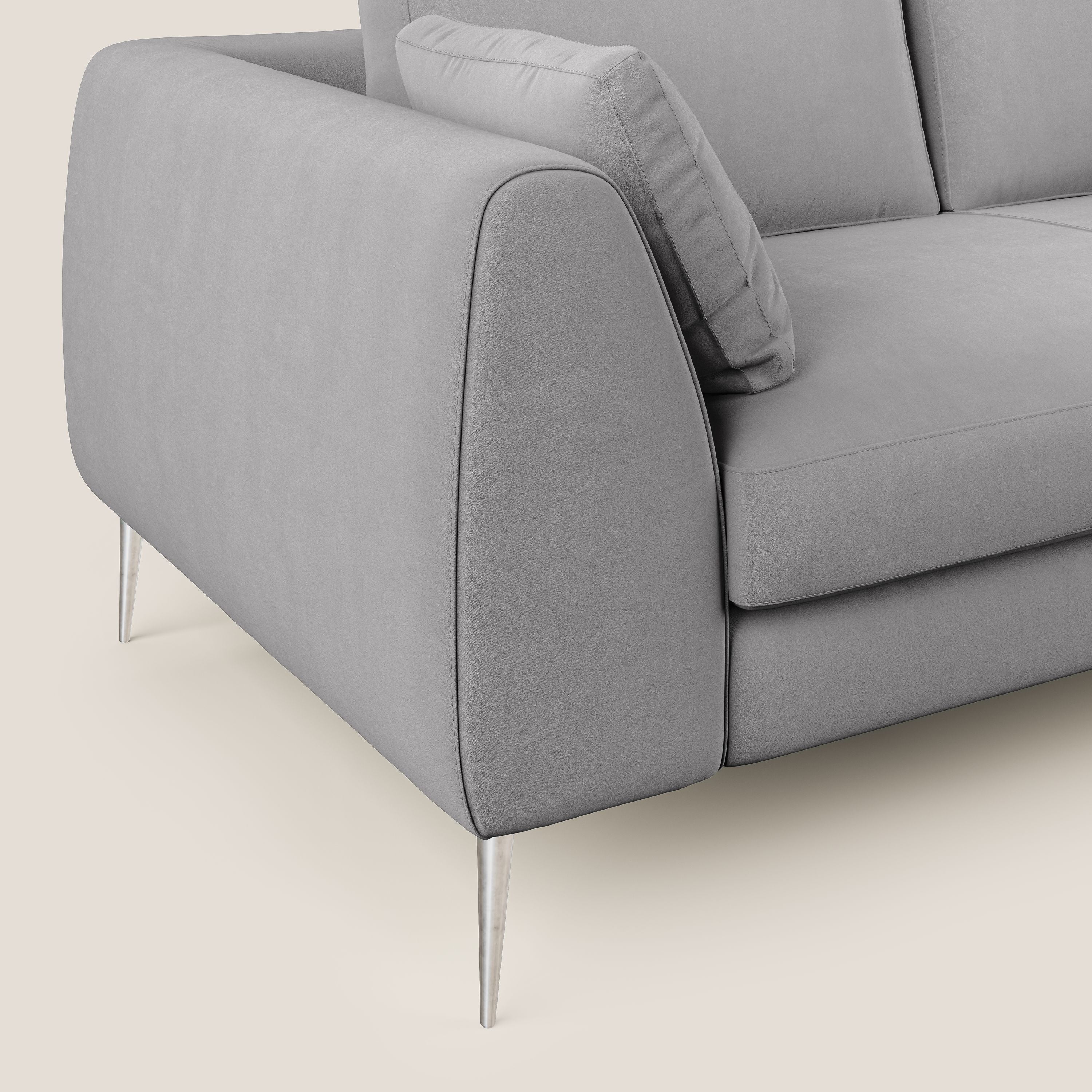 Plano canapé d'angle moderne en microfibre technique détachable T11 gris - Image 6