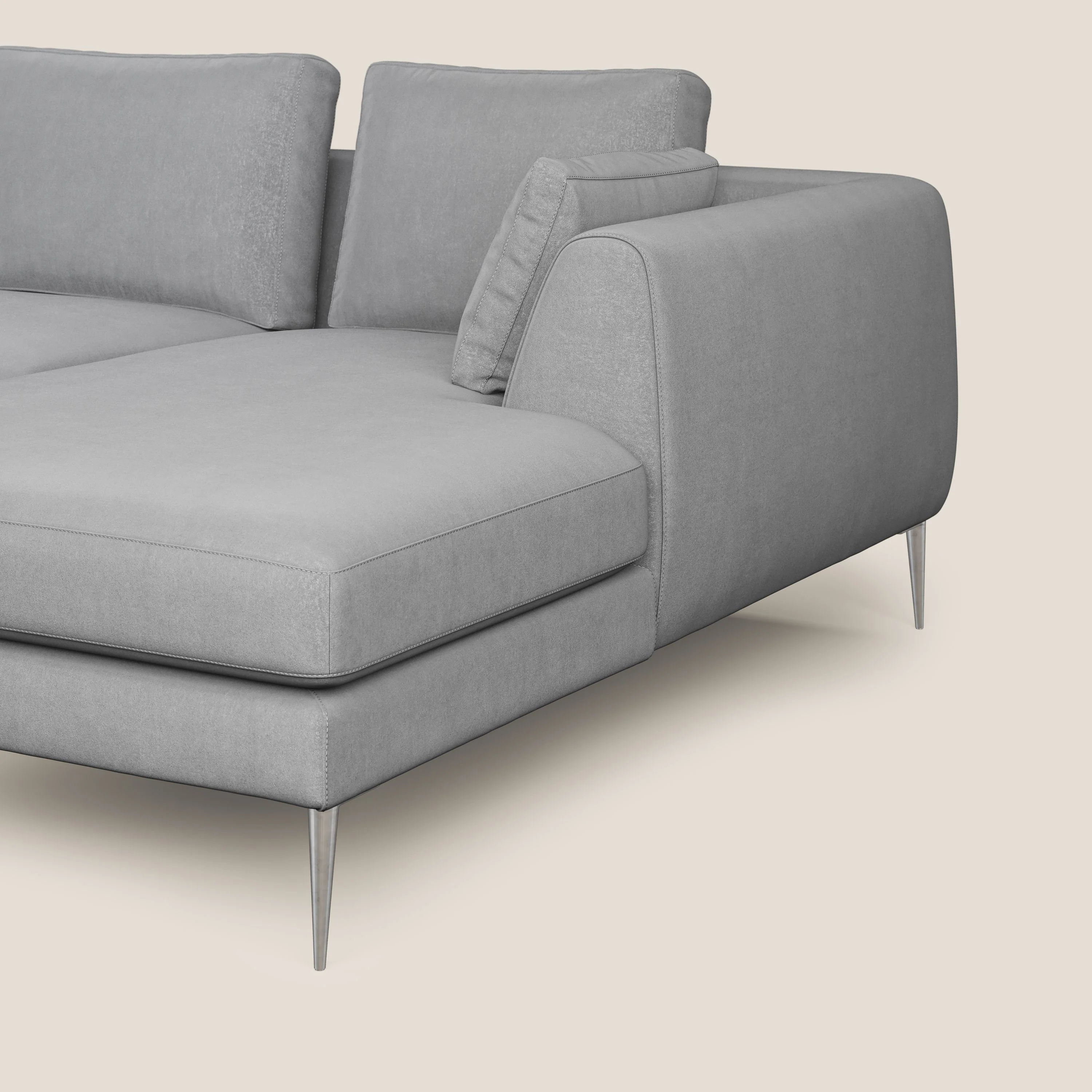 Plano canapé d'angle moderne en microfibre technique détachable T11 gris - Image 7