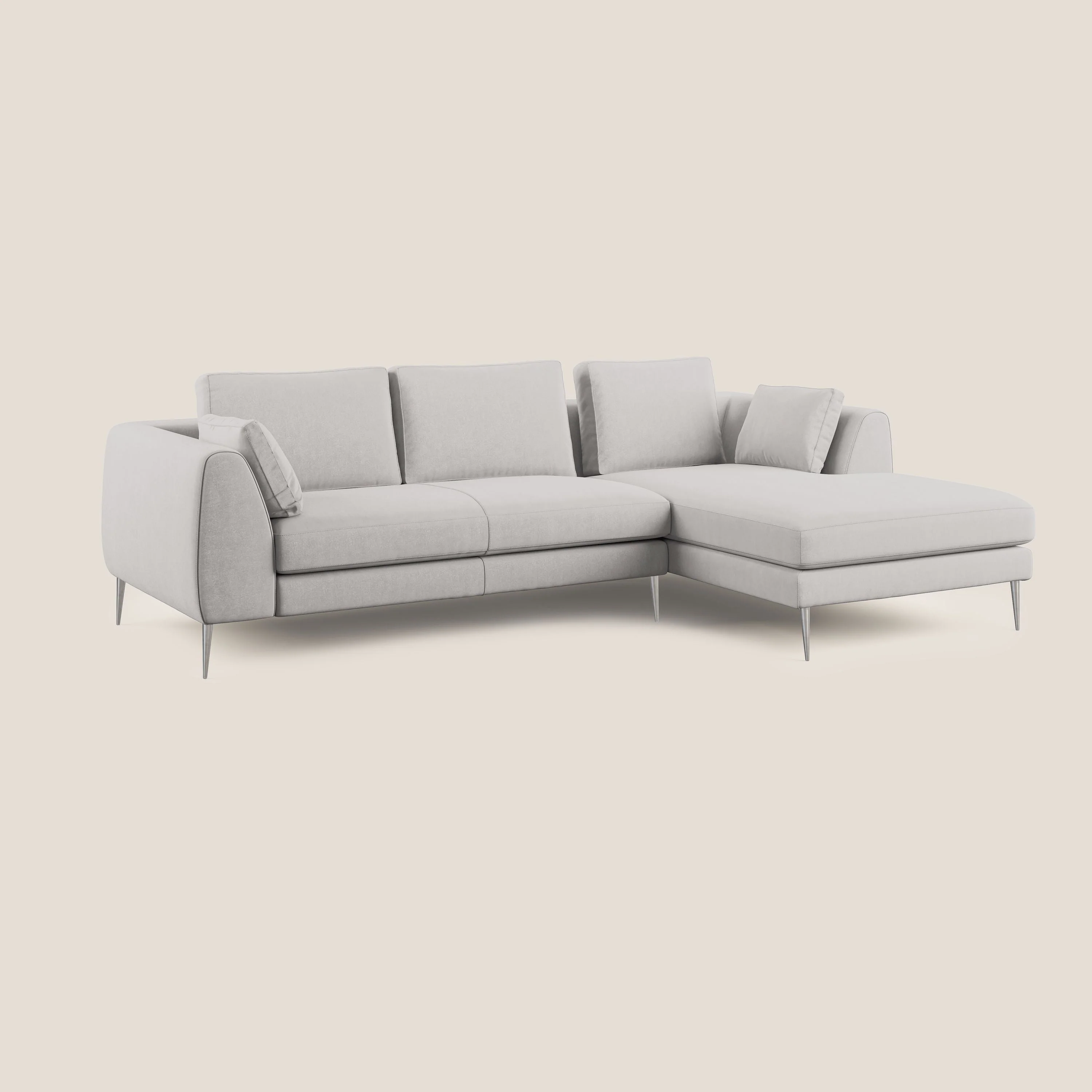 Plano canapé d'angle moderne en microfibre technique détachable T11 gris clair - Image 2