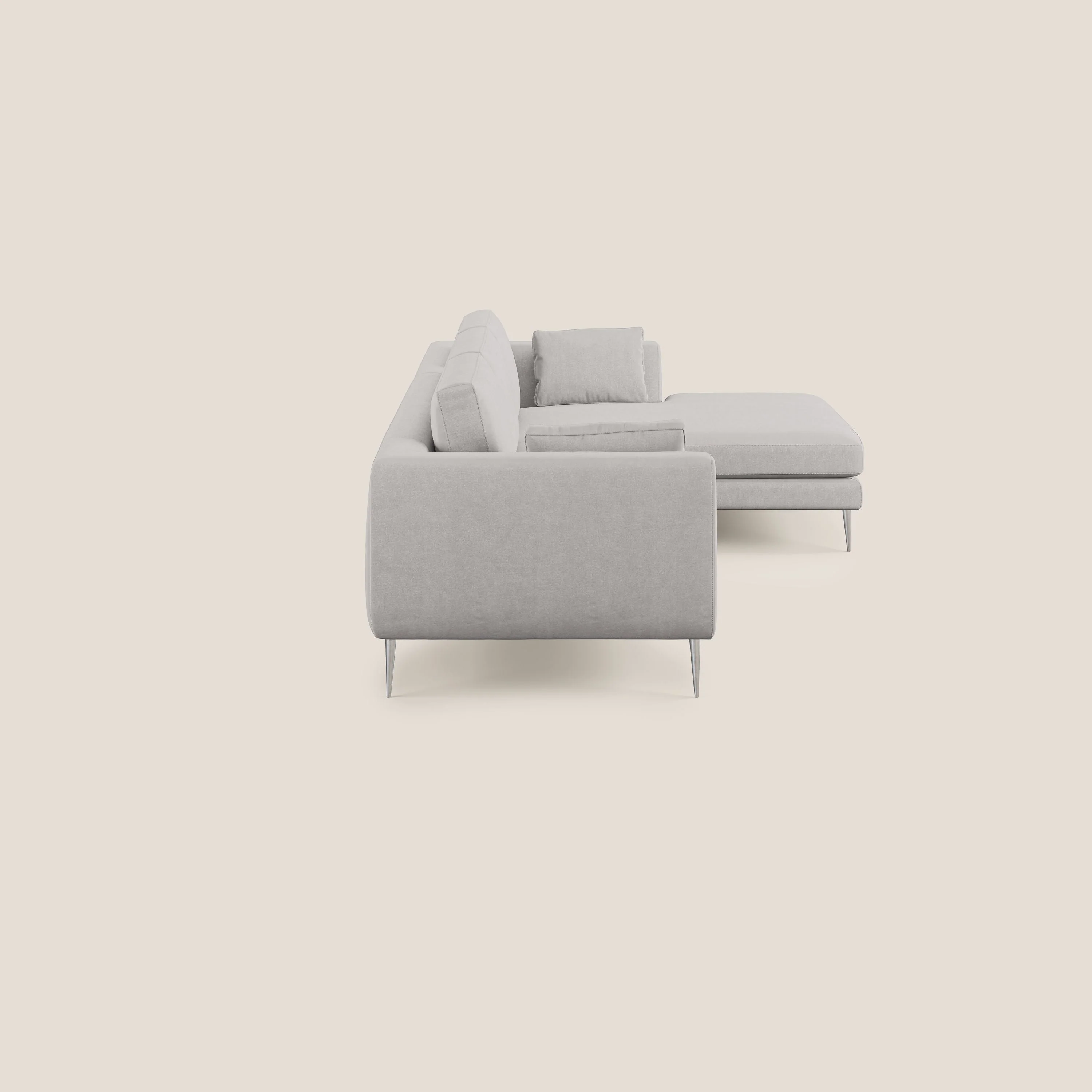 Plano canapé d'angle moderne en microfibre technique détachable T11 gris clair - Image 3