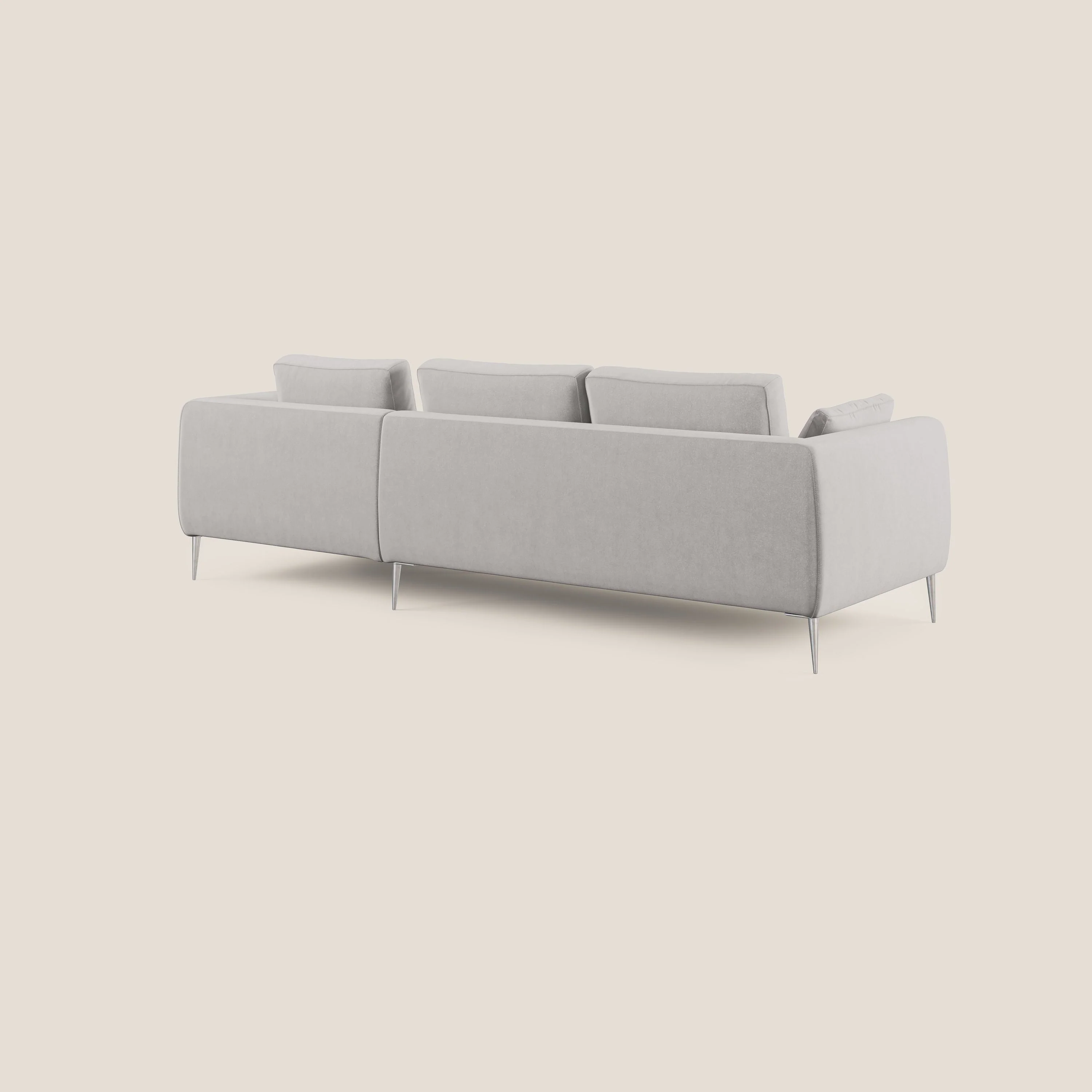 Plano canapé d'angle moderne en microfibre technique détachable T11 gris clair - Image 4