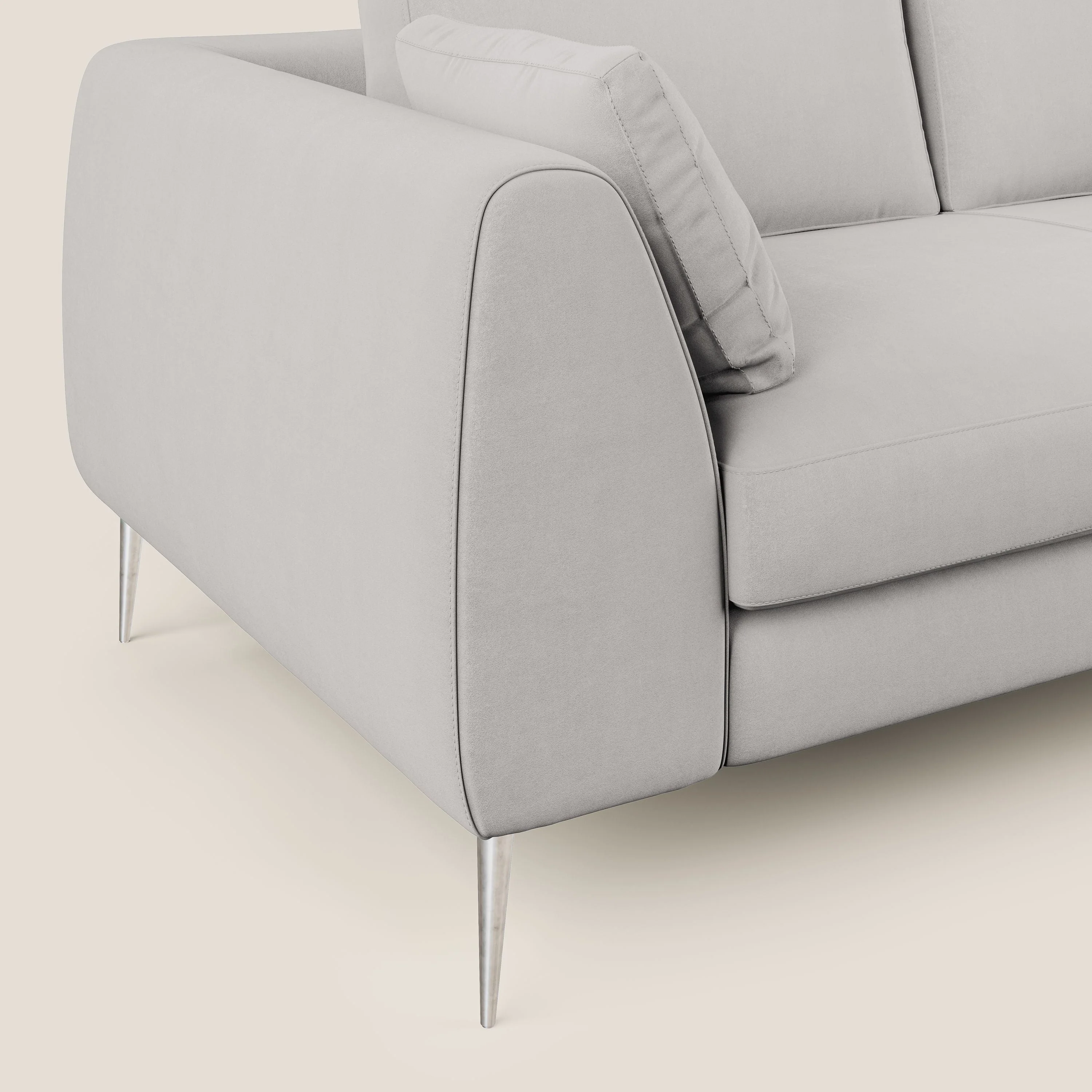 Plano canapé d'angle moderne en microfibre technique détachable T11 gris clair - Image 5