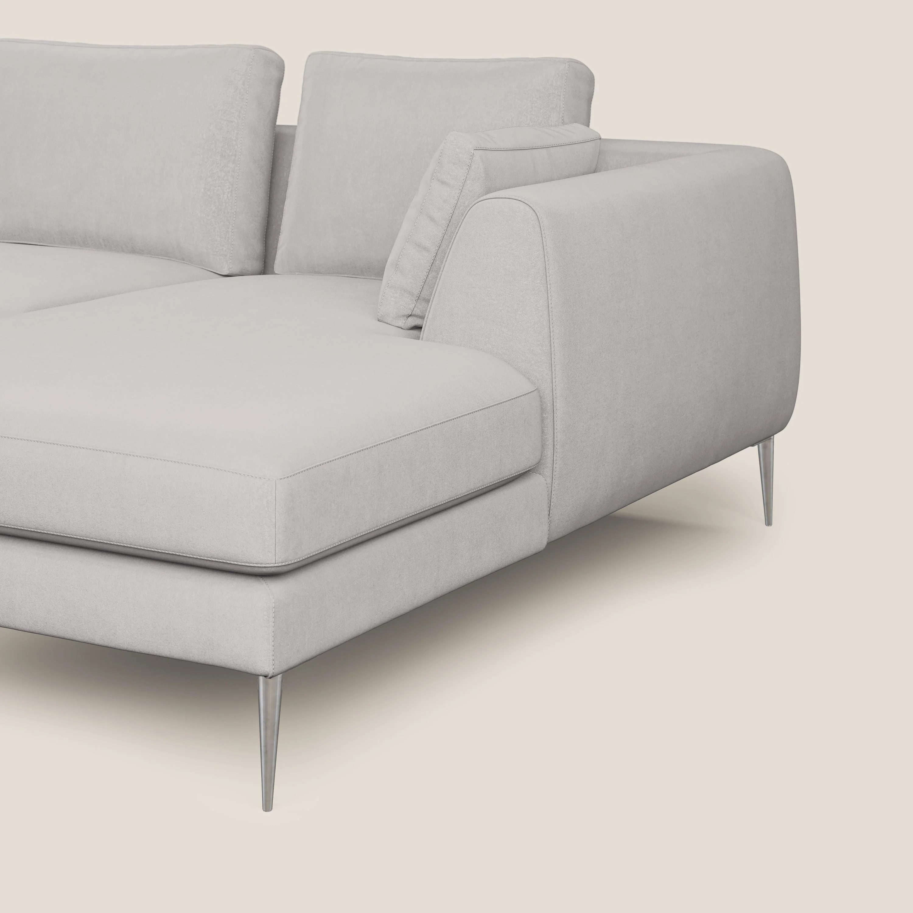 Plano canapé d'angle moderne en microfibre technique détachable T11 gris clair - Image 6