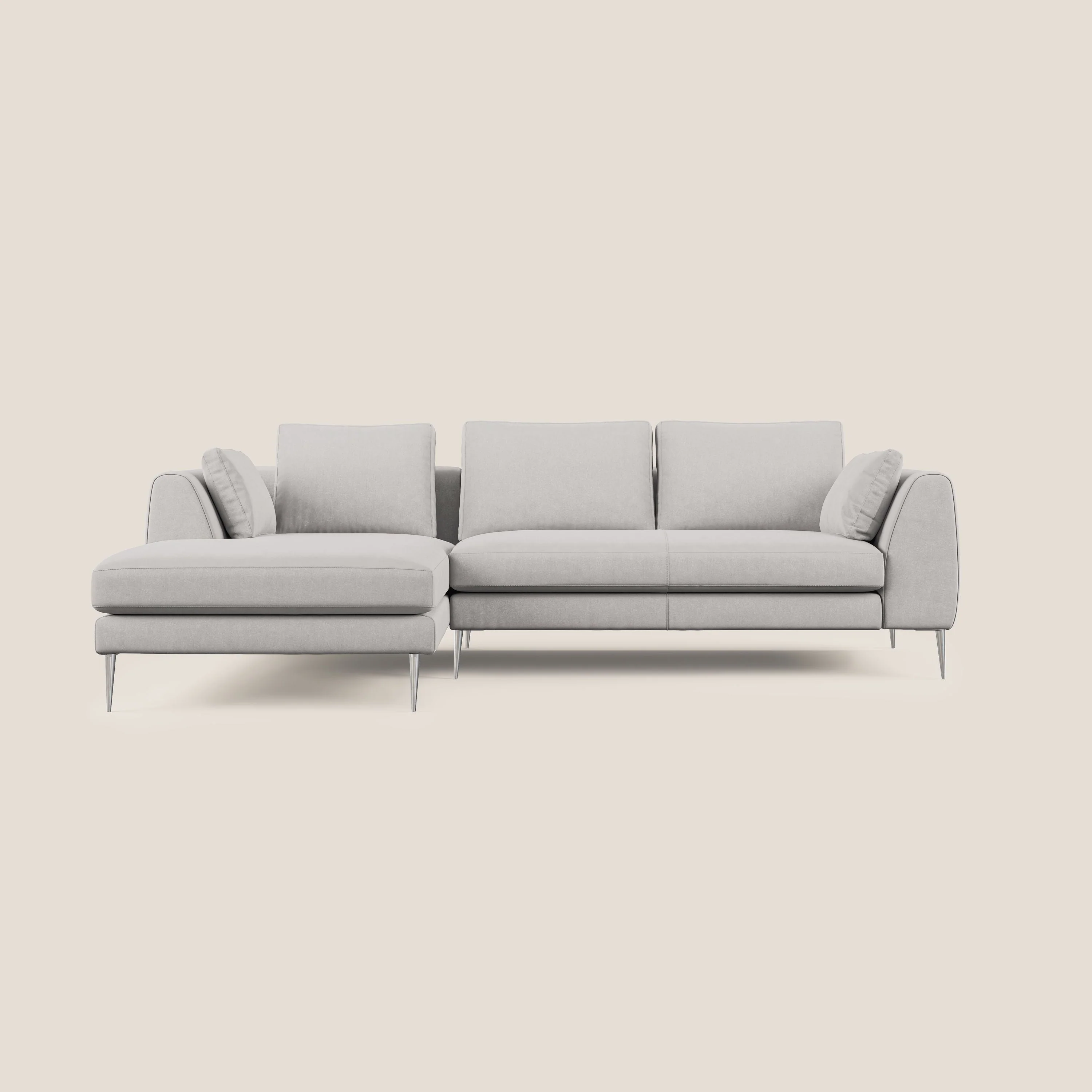 Plano canapé d'angle moderne en microfibre technique détachable T11 gris clair - Image 7