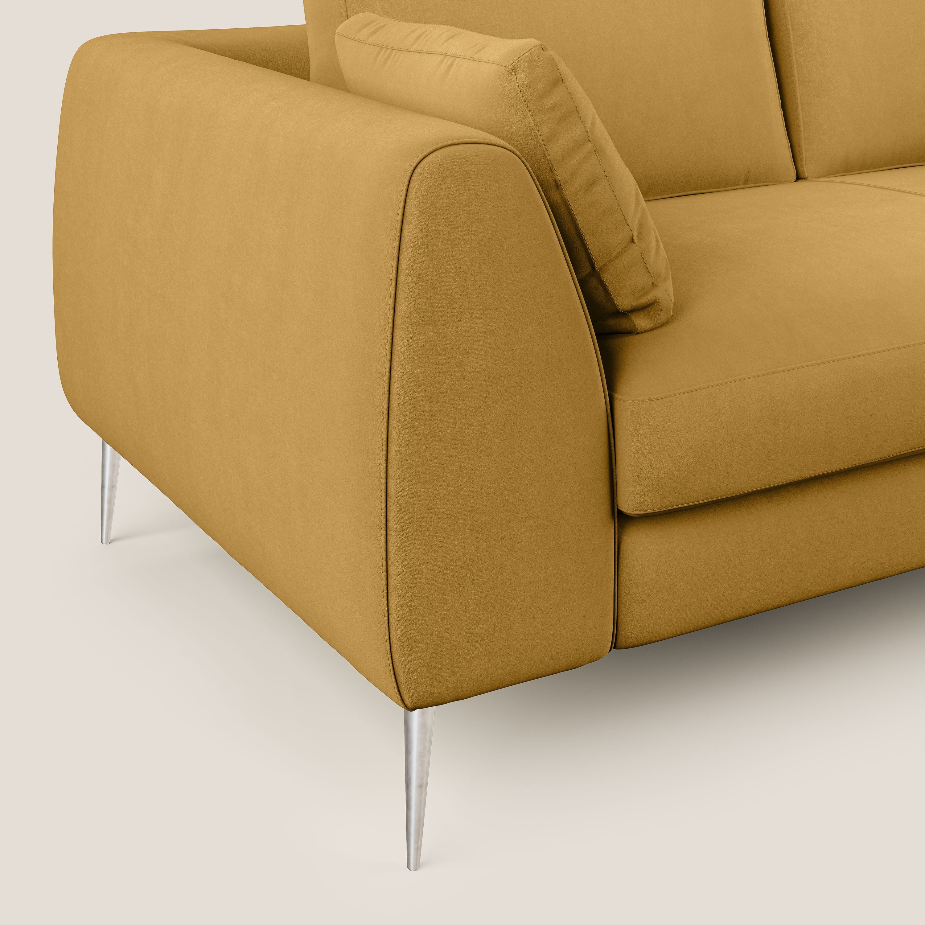 Plano canapé d'angle moderne en microfibre technique détachable T11 jaune - Image 5