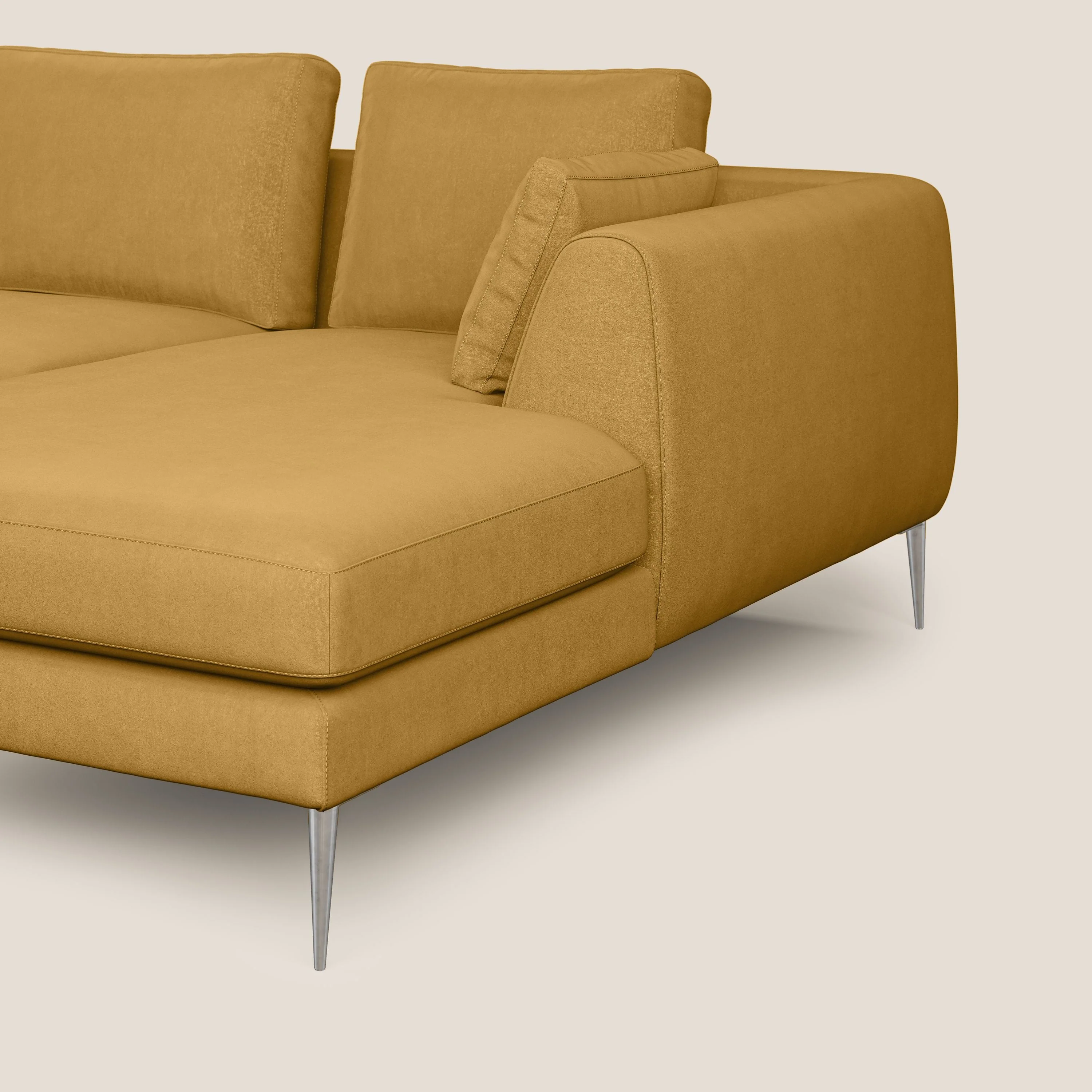 Plano canapé d'angle moderne en microfibre technique détachable T11 jaune - Image 6