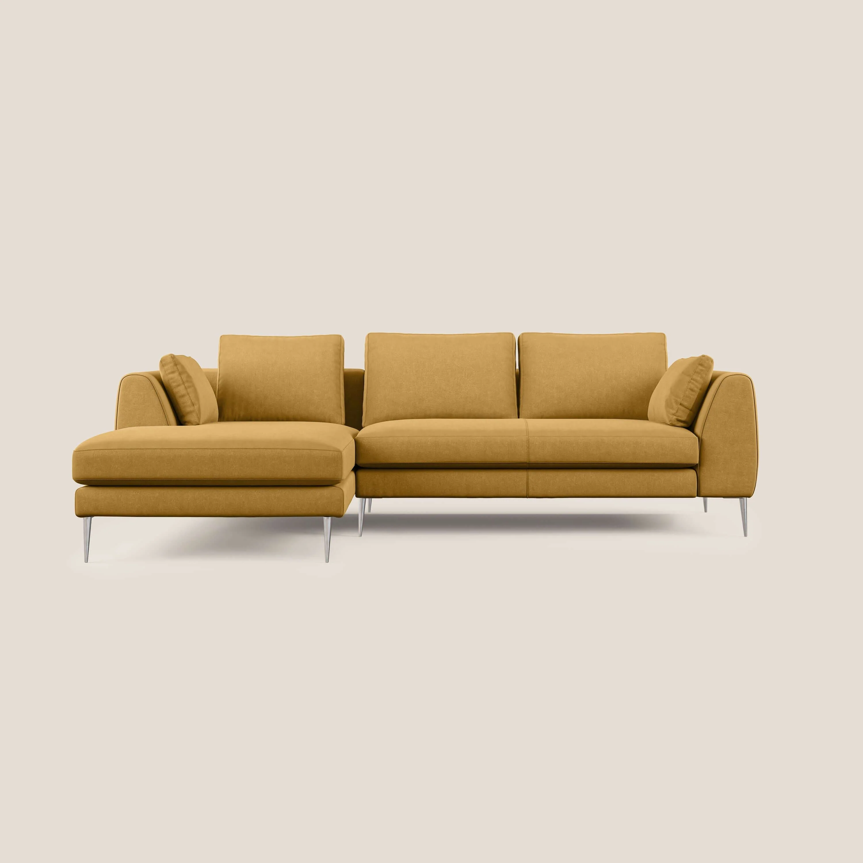Plano canapé d'angle moderne en microfibre technique détachable T11 jaune - Image 7