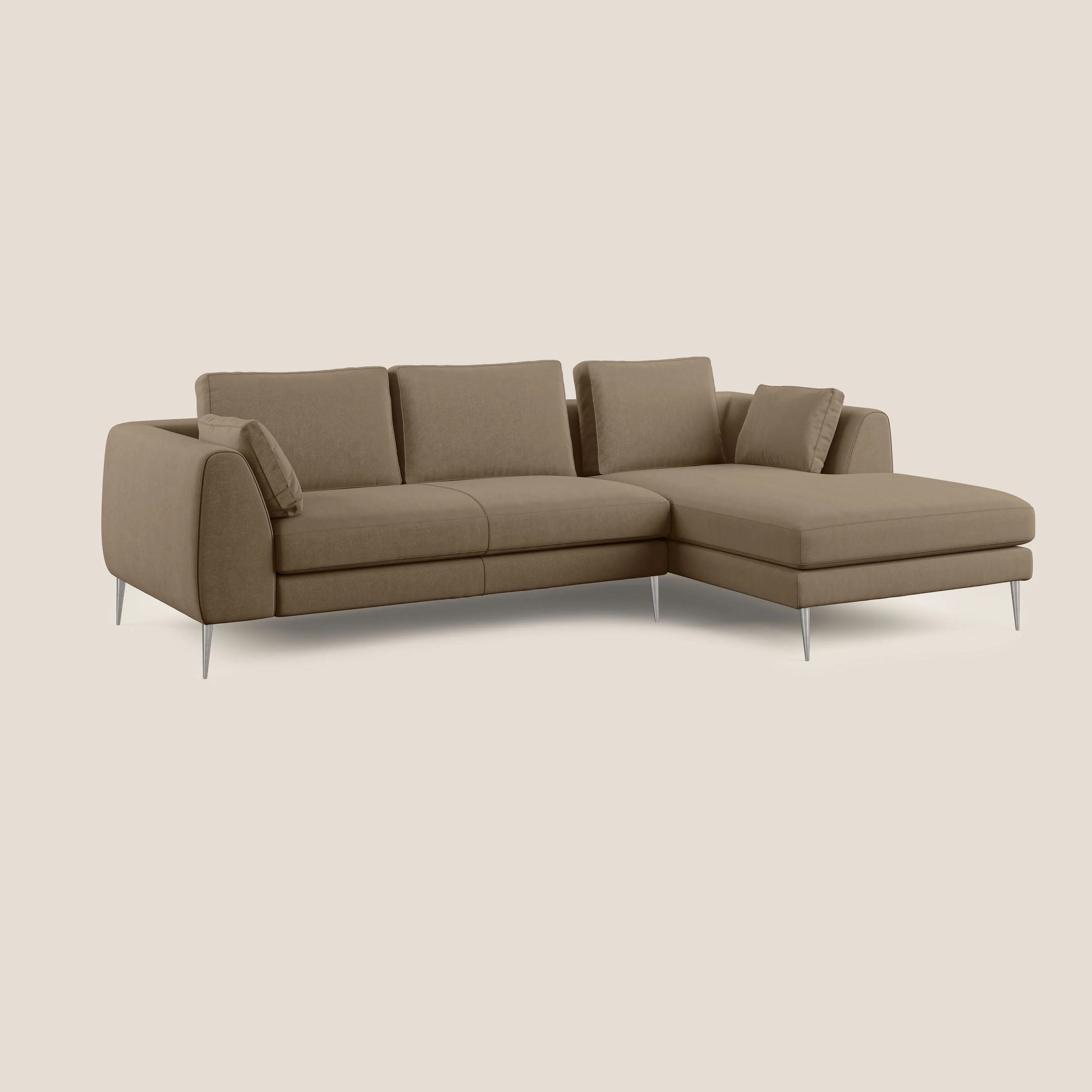Plano canapé d'angle moderne en microfibre technique détachable T11 marron - Image 2