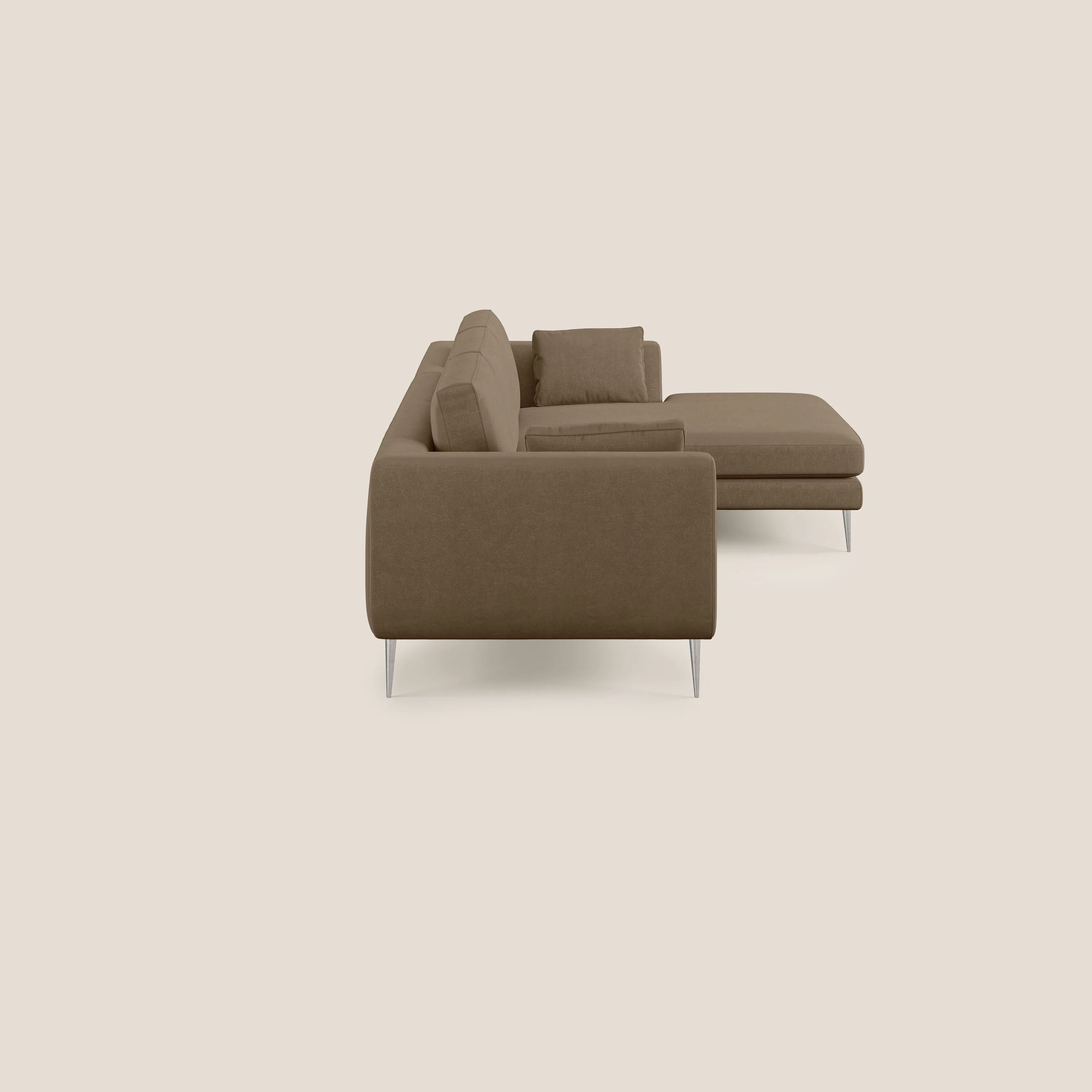 Plano canapé d'angle moderne en microfibre technique détachable T11 marron - Image 3