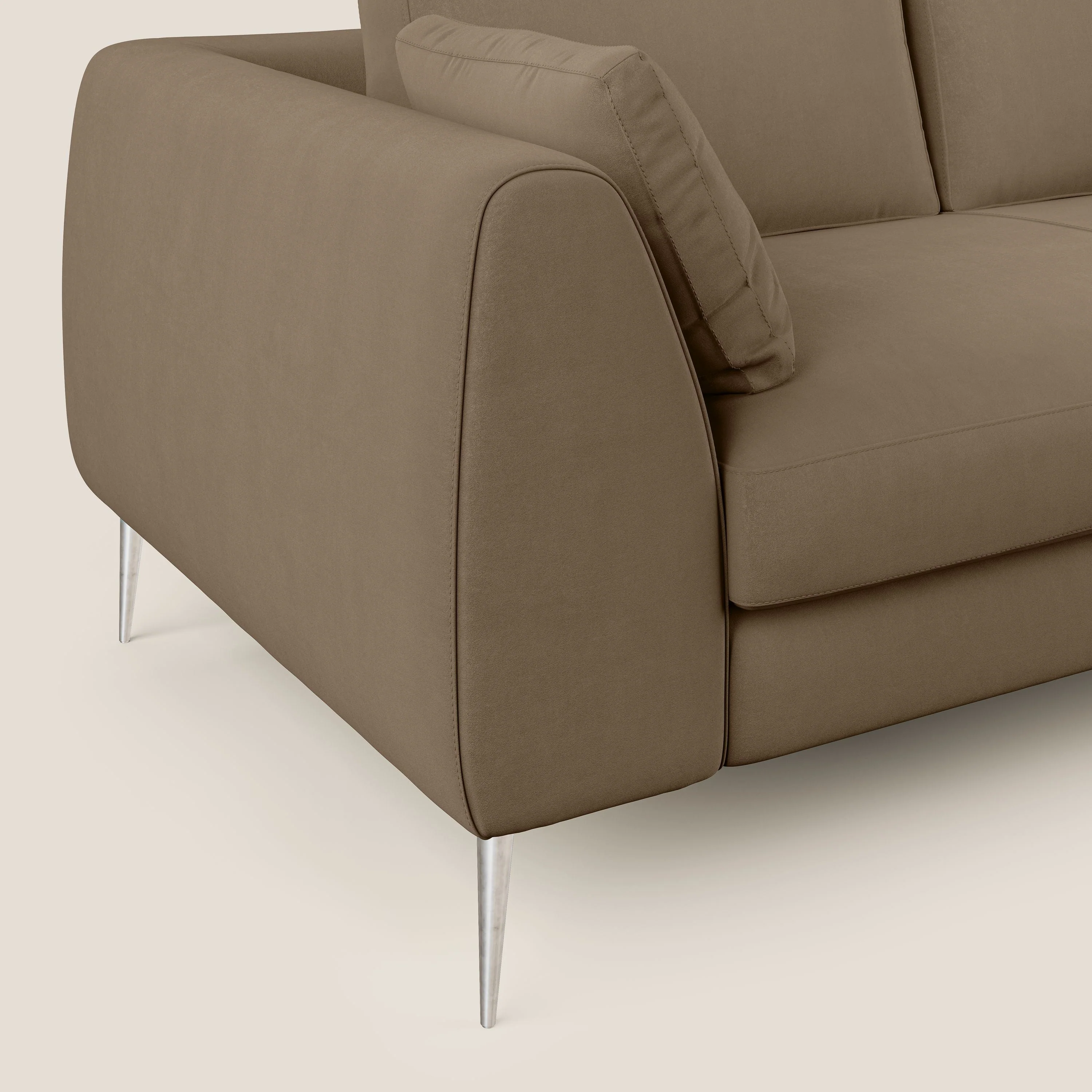 Plano canapé d'angle moderne en microfibre technique détachable T11 marron - Image 5