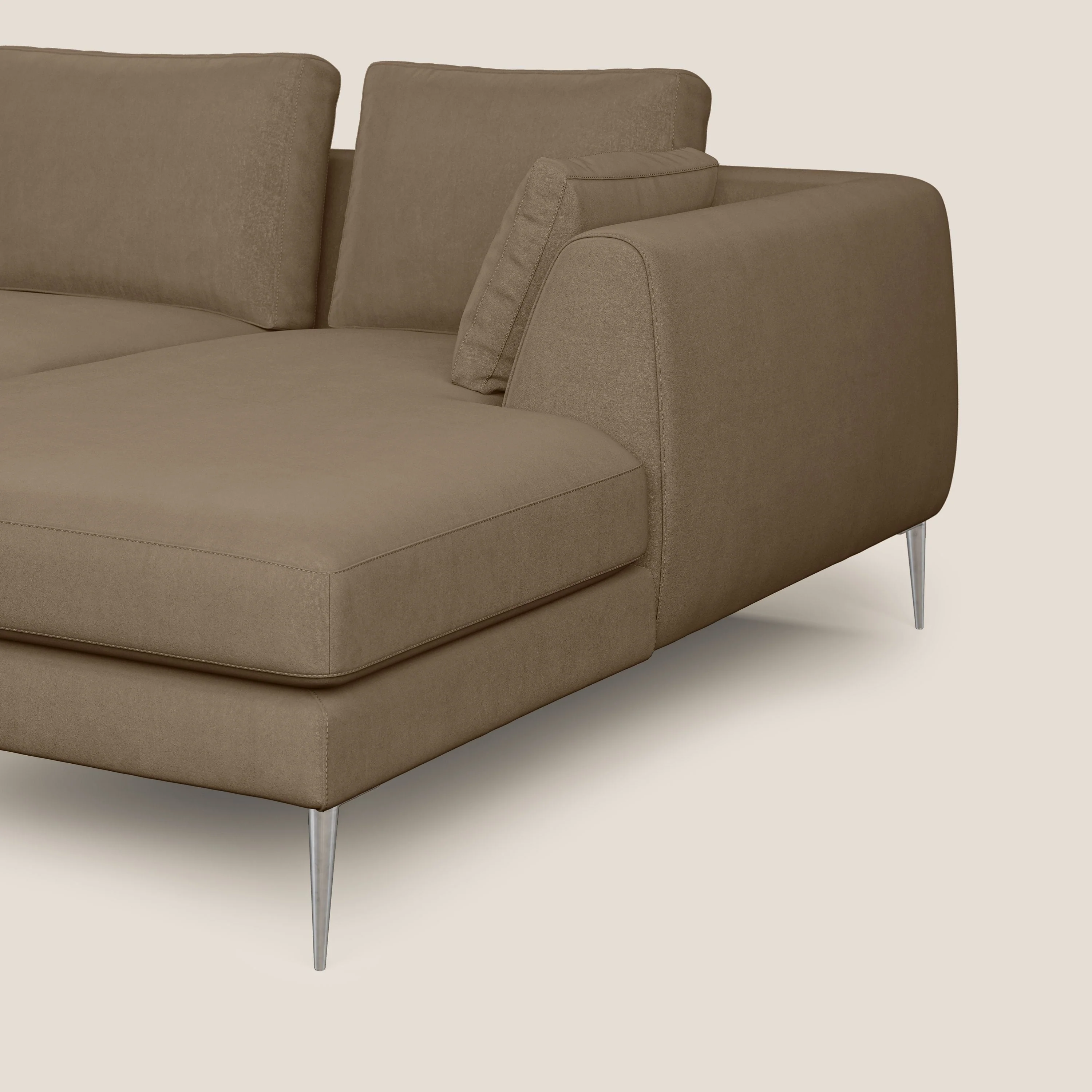Plano canapé d'angle moderne en microfibre technique détachable T11 marron - Image 6