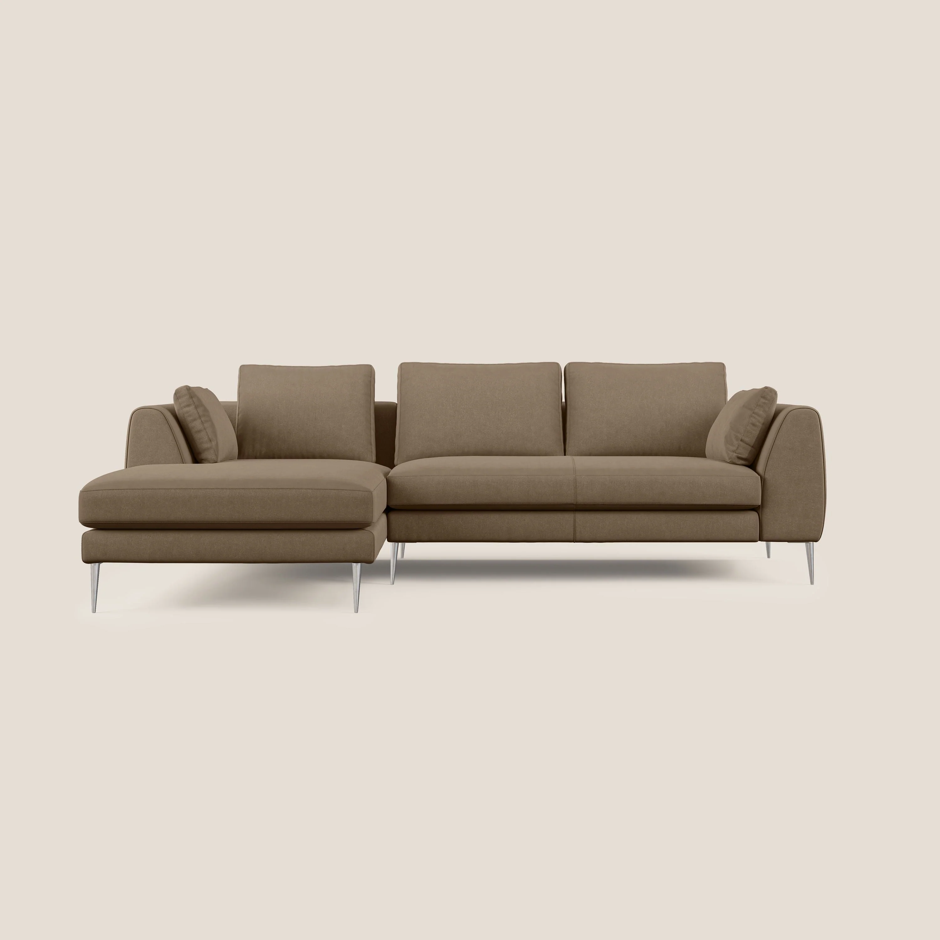 Plano canapé d'angle moderne en microfibre technique détachable T11 marron - Image 7