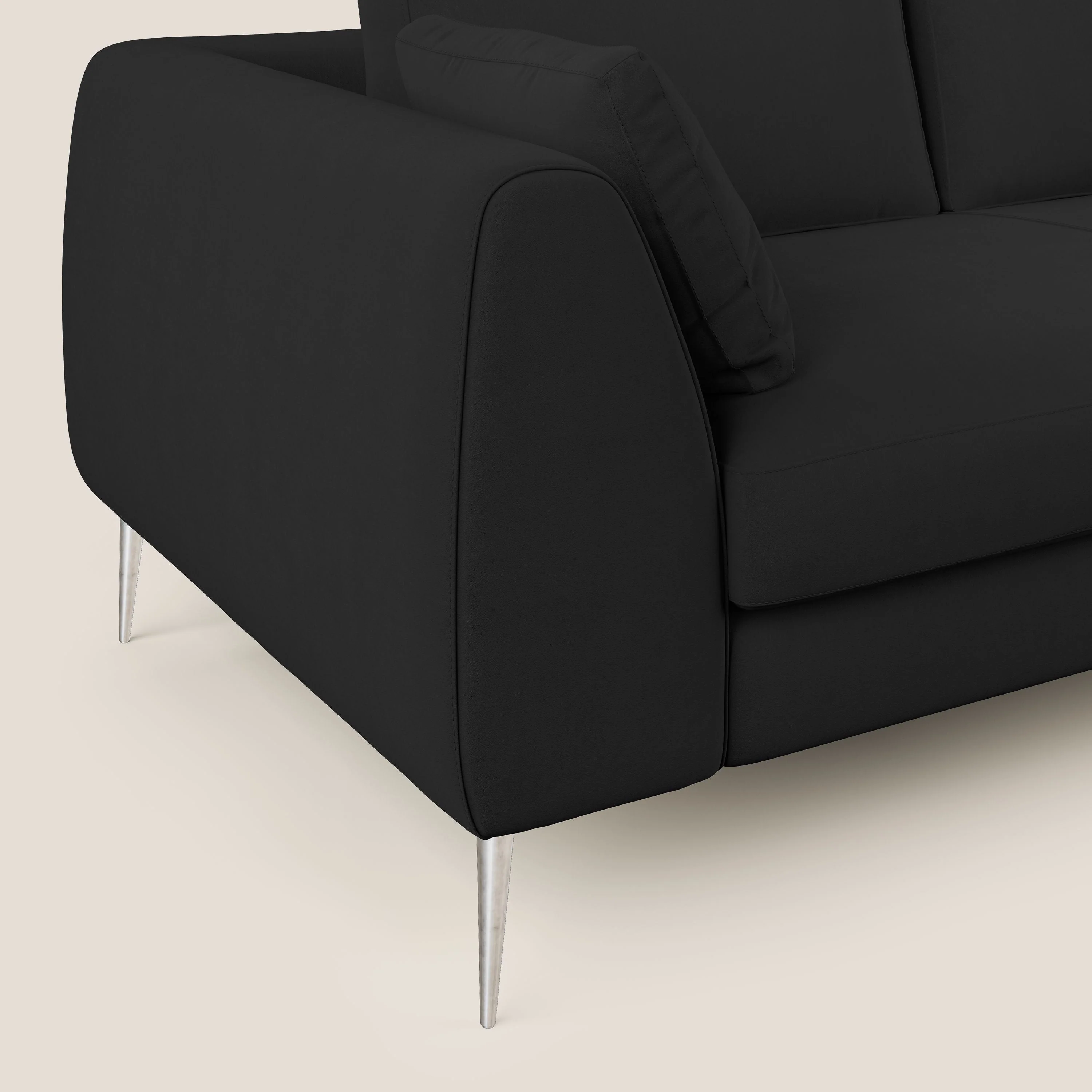 Plano canapé d'angle moderne en microfibre technique détachable T11 noir - Image 5