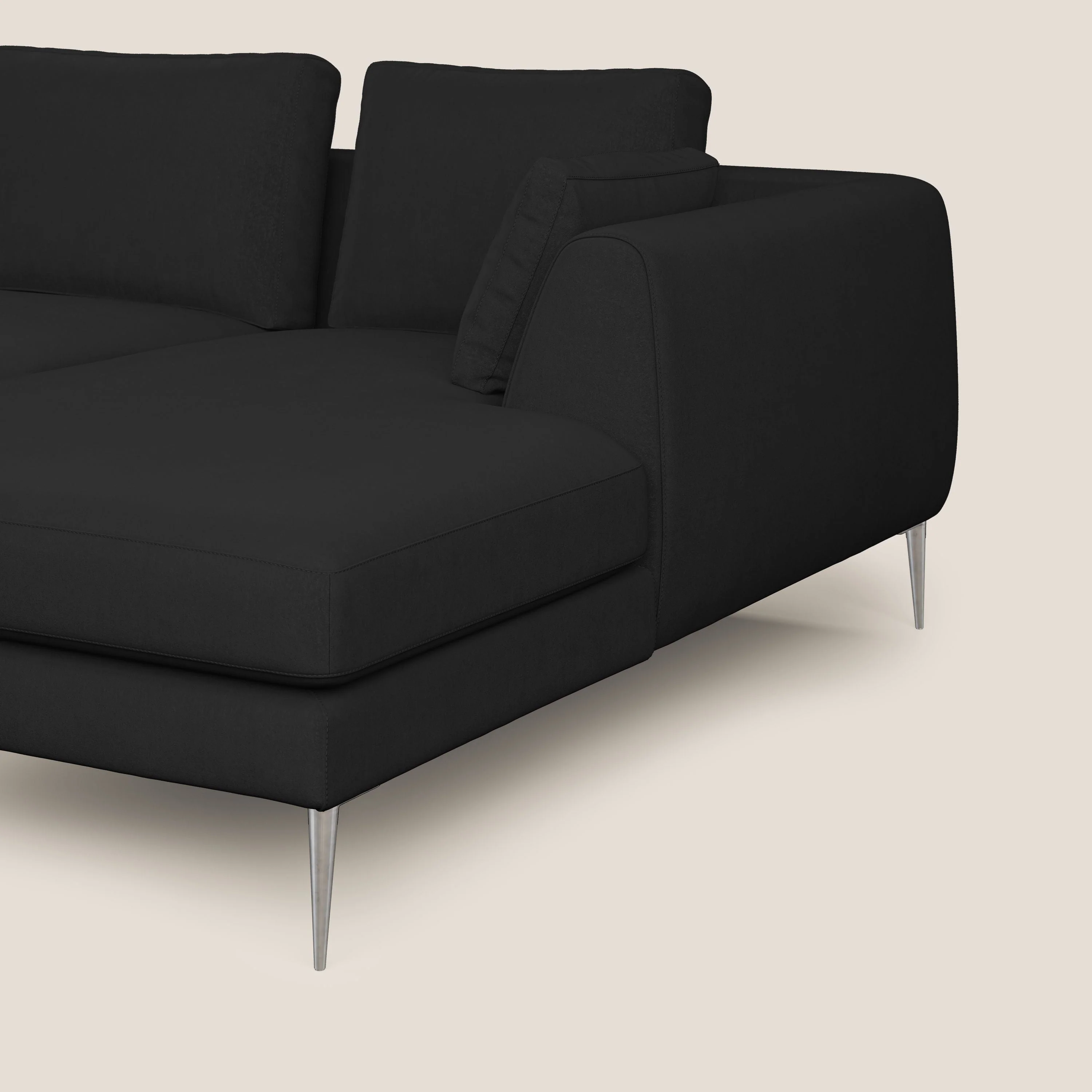 Plano canapé d'angle moderne en microfibre technique détachable T11 noir - Image 6