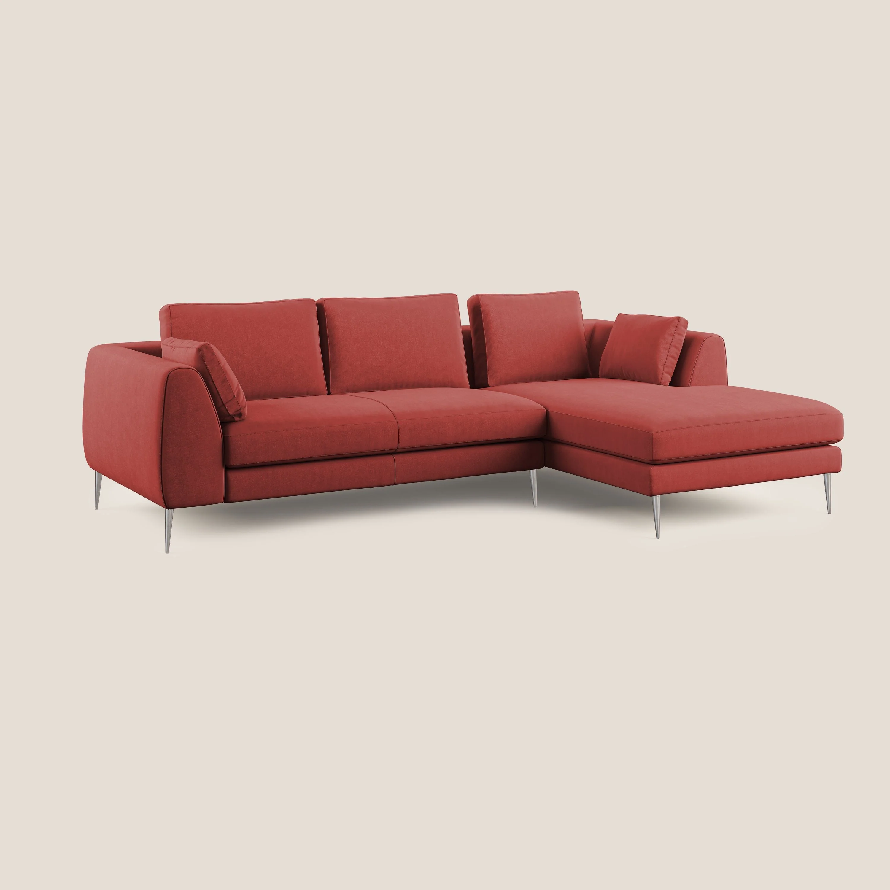 Plano canapé d'angle moderne en microfibre technique détachable T11 rouge - Image 2
