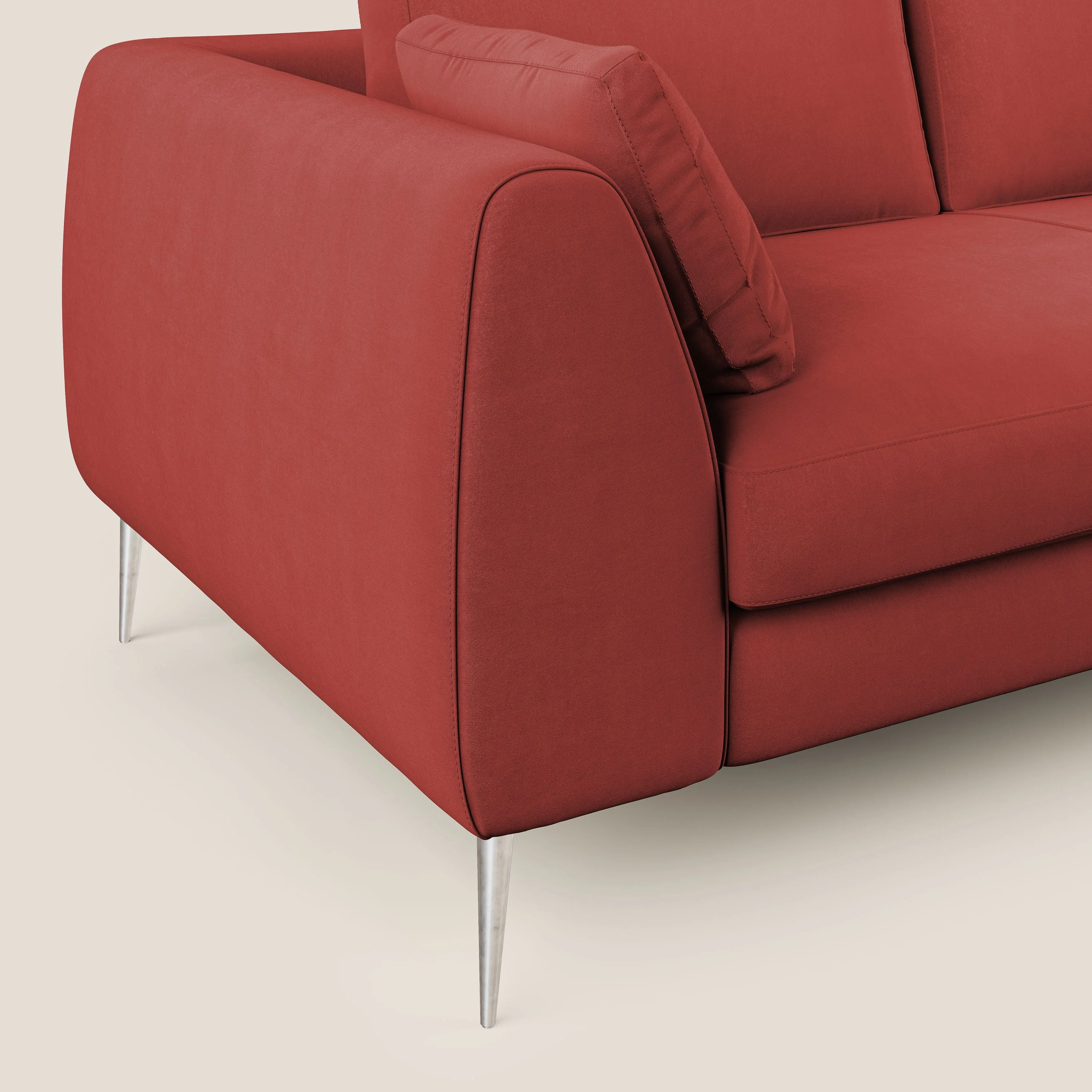 Plano canapé d'angle moderne en microfibre technique détachable T11 rouge - Image 5