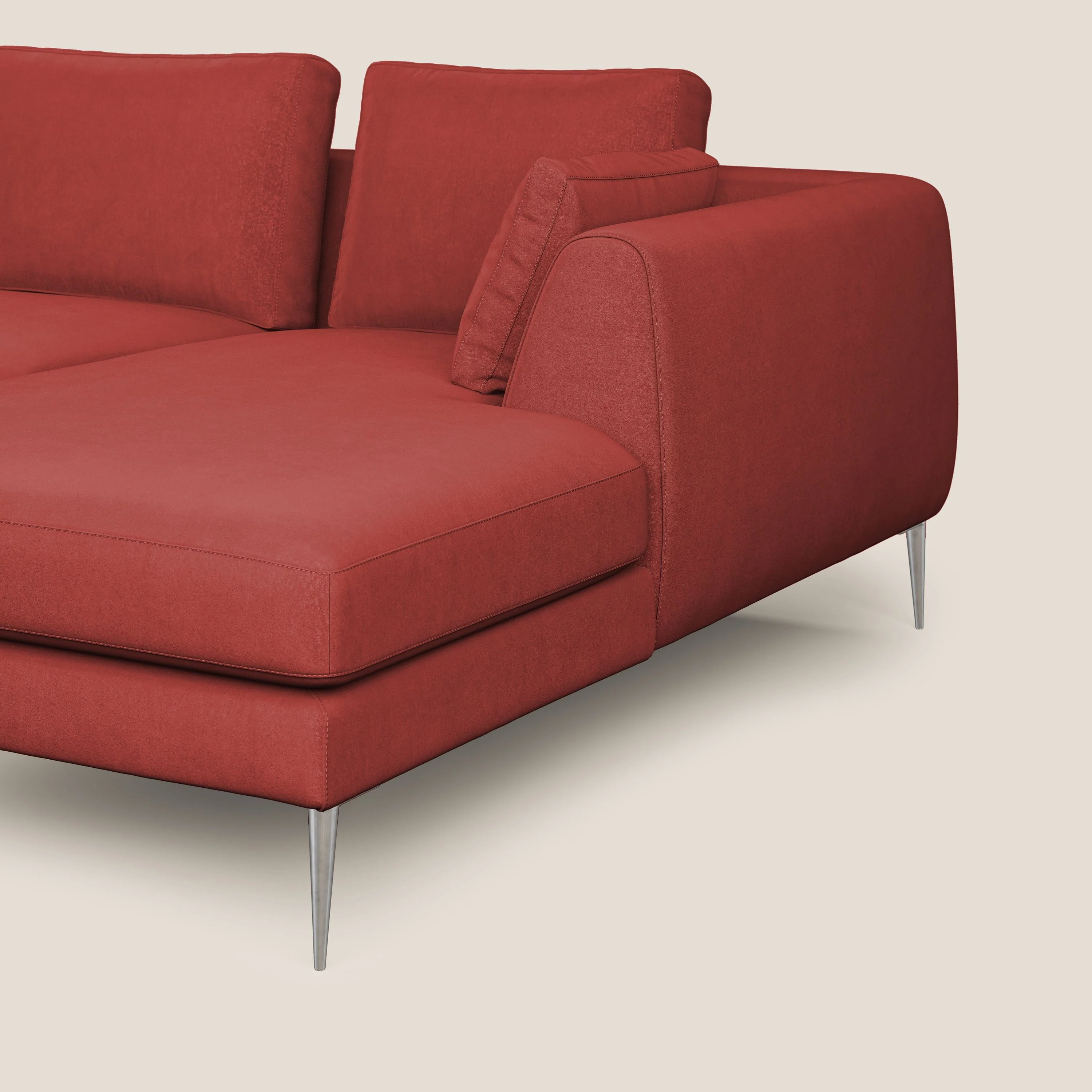 Plano canapé d'angle moderne en microfibre technique détachable T11 rouge - Image 6
