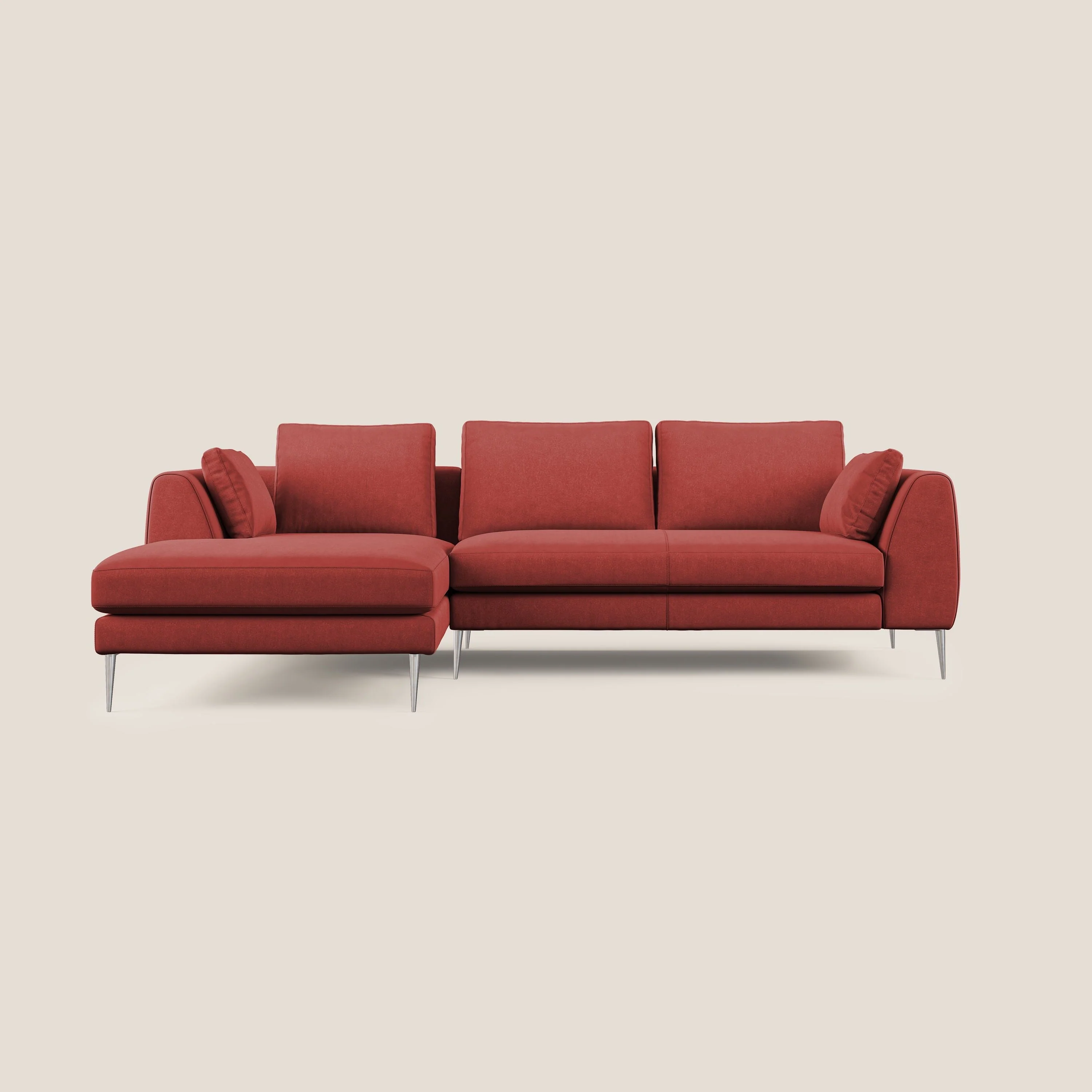 Plano canapé d'angle moderne en microfibre technique détachable T11 rouge - Image 7