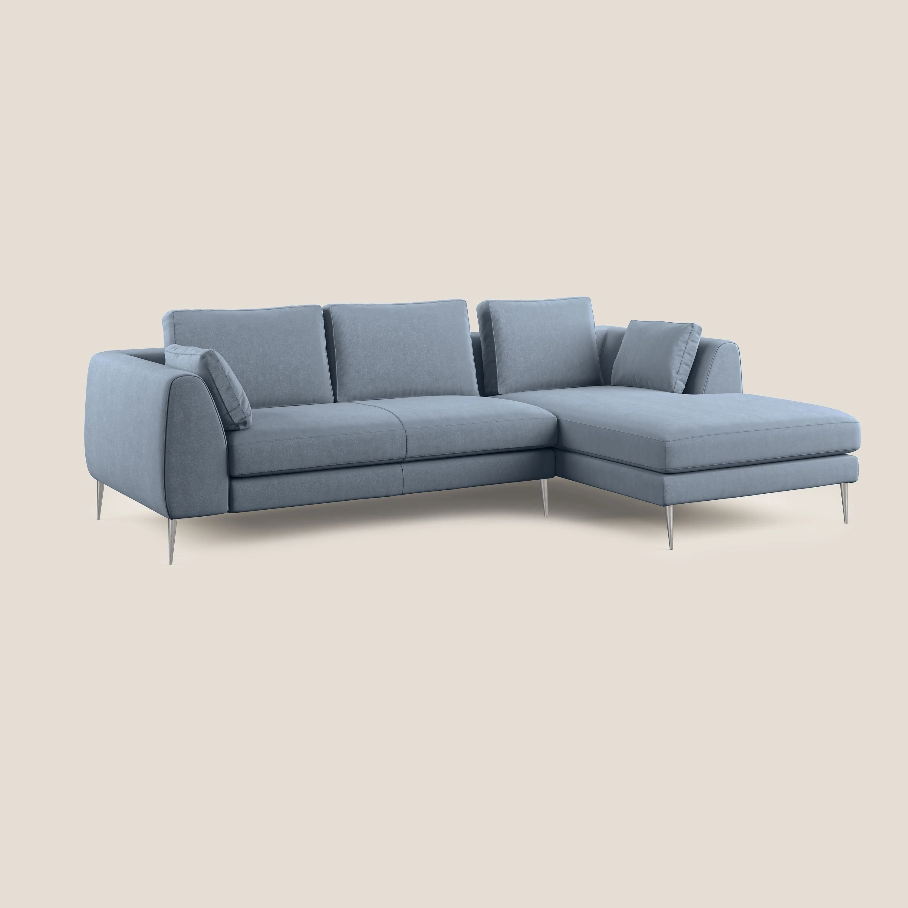 Plano canapé d'angle moderne en microfibre technique détachable T11 sucre glace - Image 2