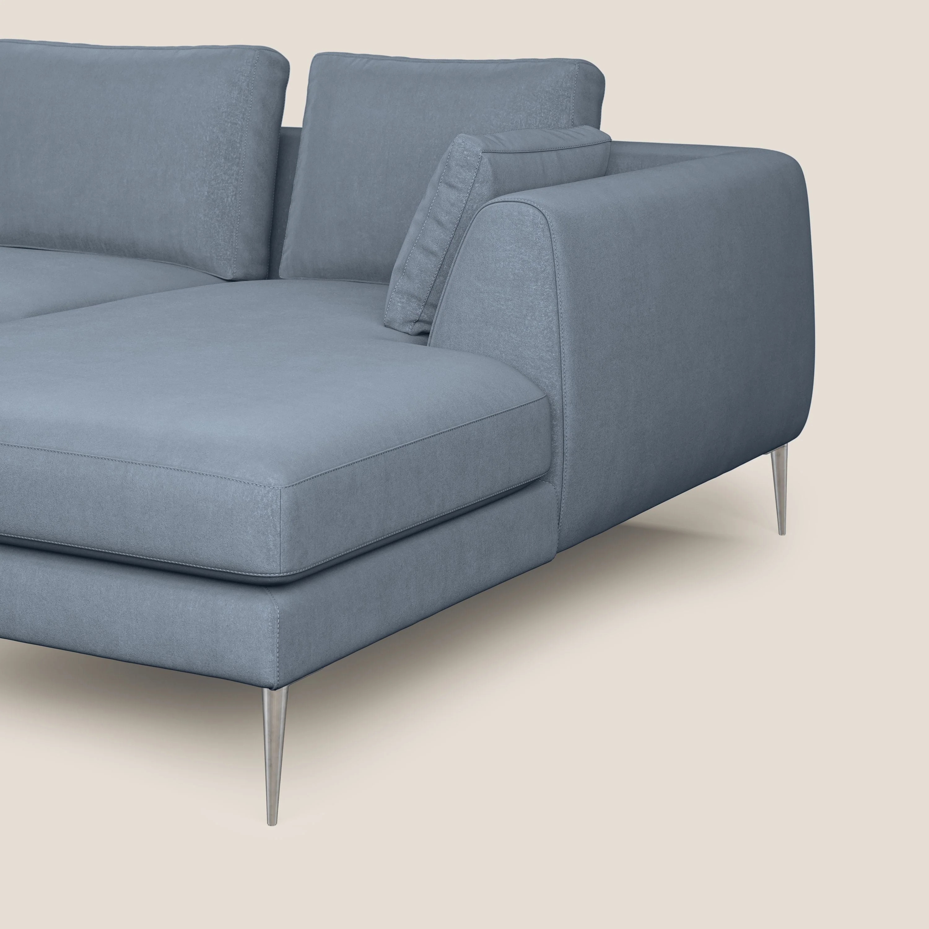 Plano canapé d'angle moderne en microfibre technique détachable T11 sucre glace - Image 5