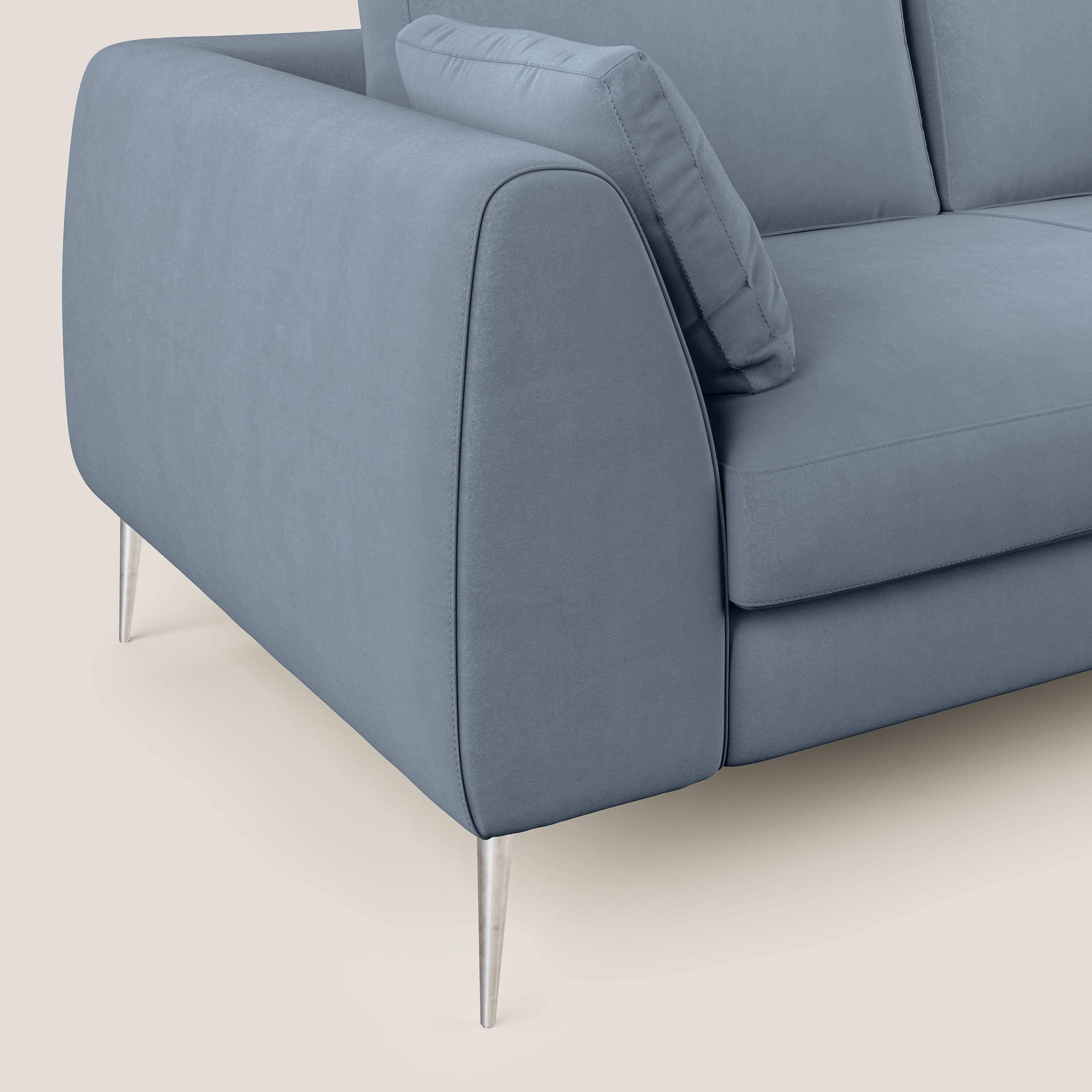 Plano canapé d'angle moderne en microfibre technique détachable T11 sucre glace - Image 6