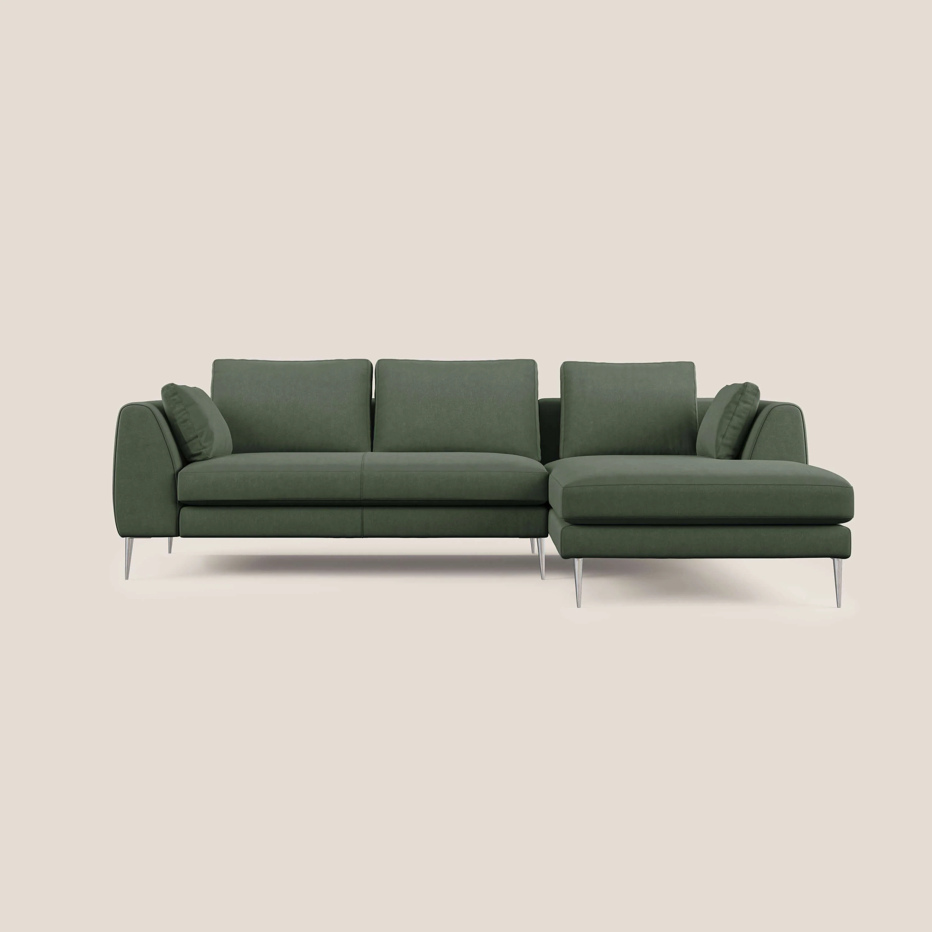 Plano canapé d'angle moderne en microfibre technique détachable T11 vert