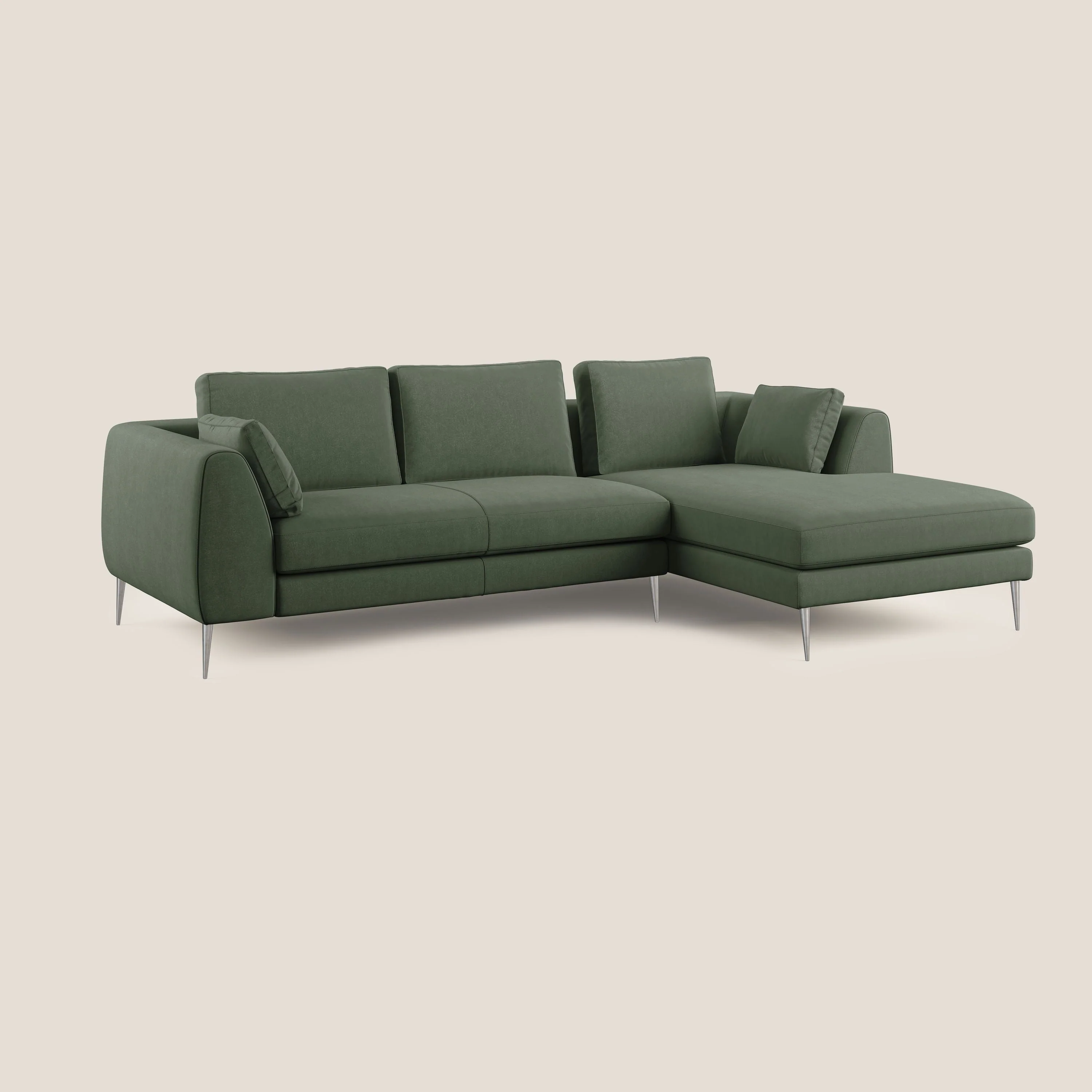 Plano canapé d'angle moderne en microfibre technique détachable T11 vert - Image 2