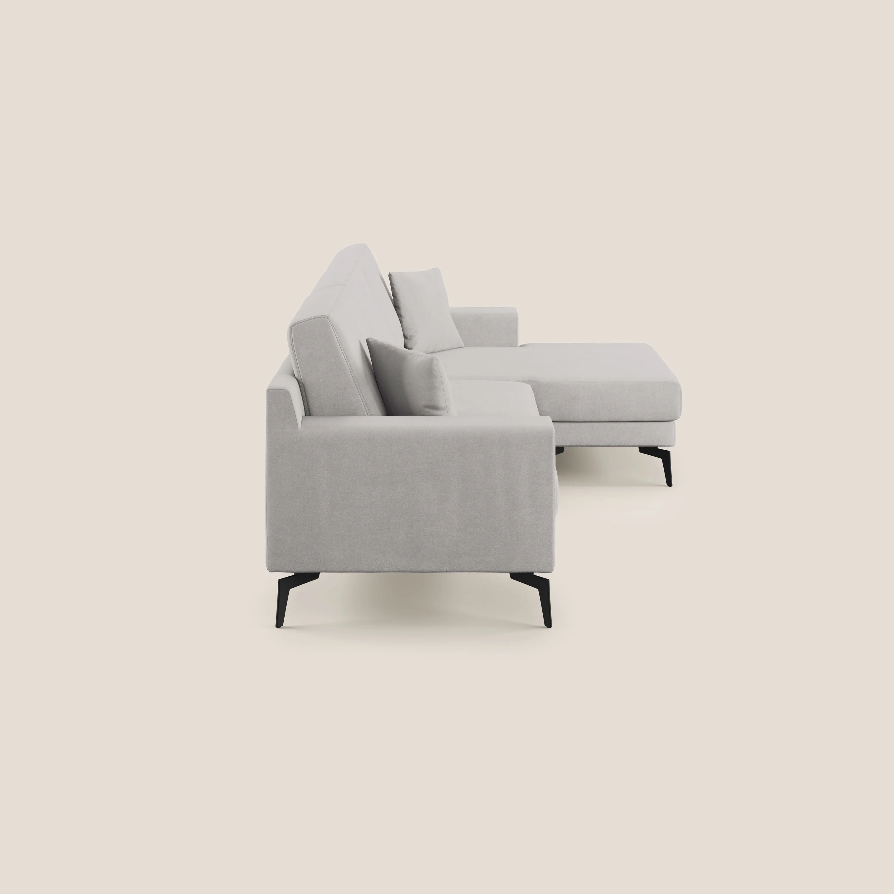 Prestige canapé d'angle moderne réversible  en microfibre détachable T11 gris clair - Image 3