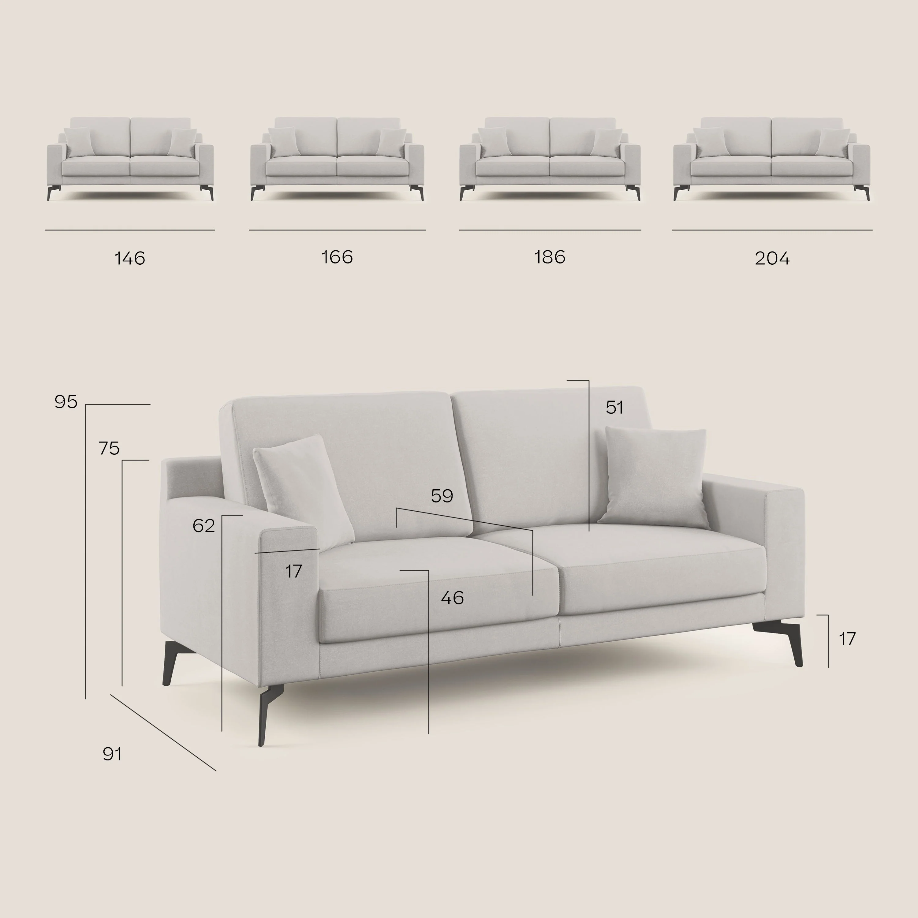 Prestige canapé moderne en microfibre détachable T11 sucre glace - Image 9