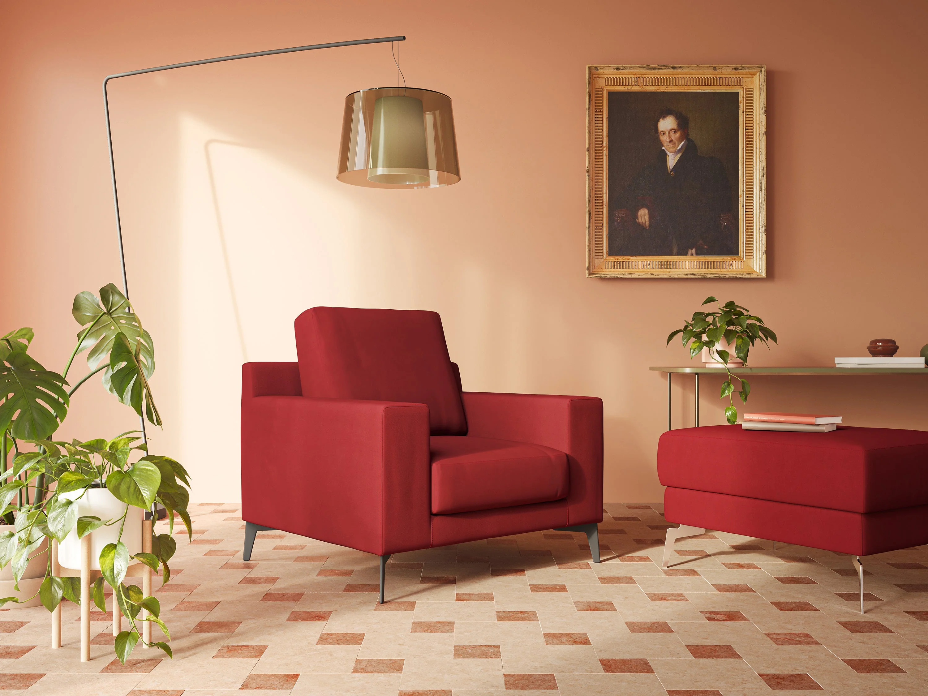 Prestige fauteuil moderne en microfibre détachable T11 rouge - Image 2