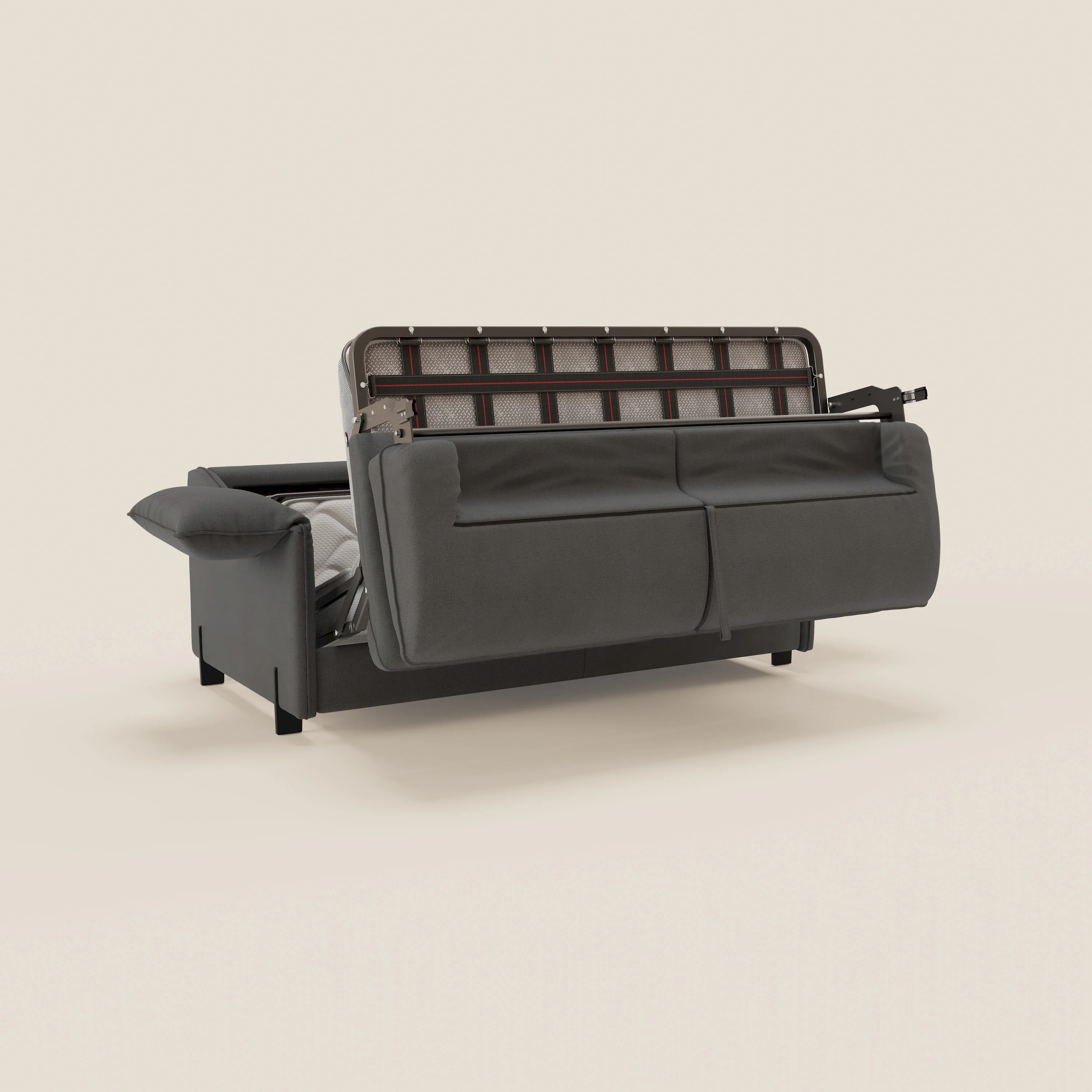Primula Canapé convertible avec matelas H18 cm - accoudoirs avec coussins amovibles en tissu détachable T05 anthracite - Image 11