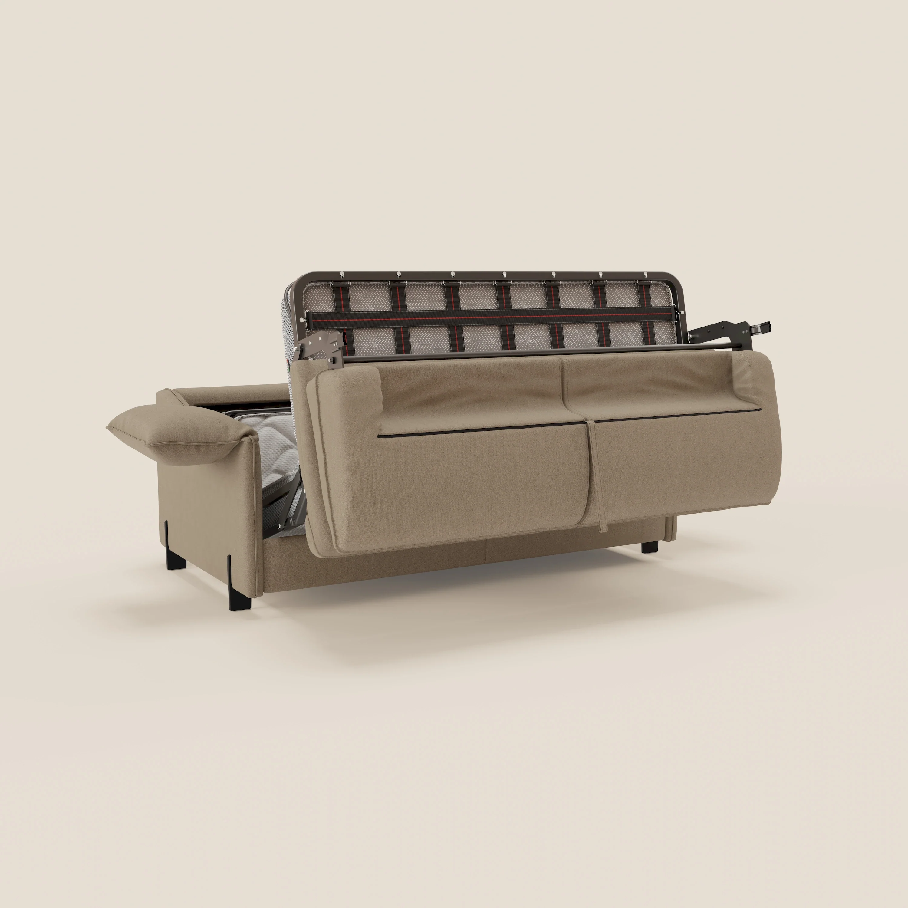 Primula Canapé convertible avec matelas H18 cm en tissu détachable T05 beige - Image 11