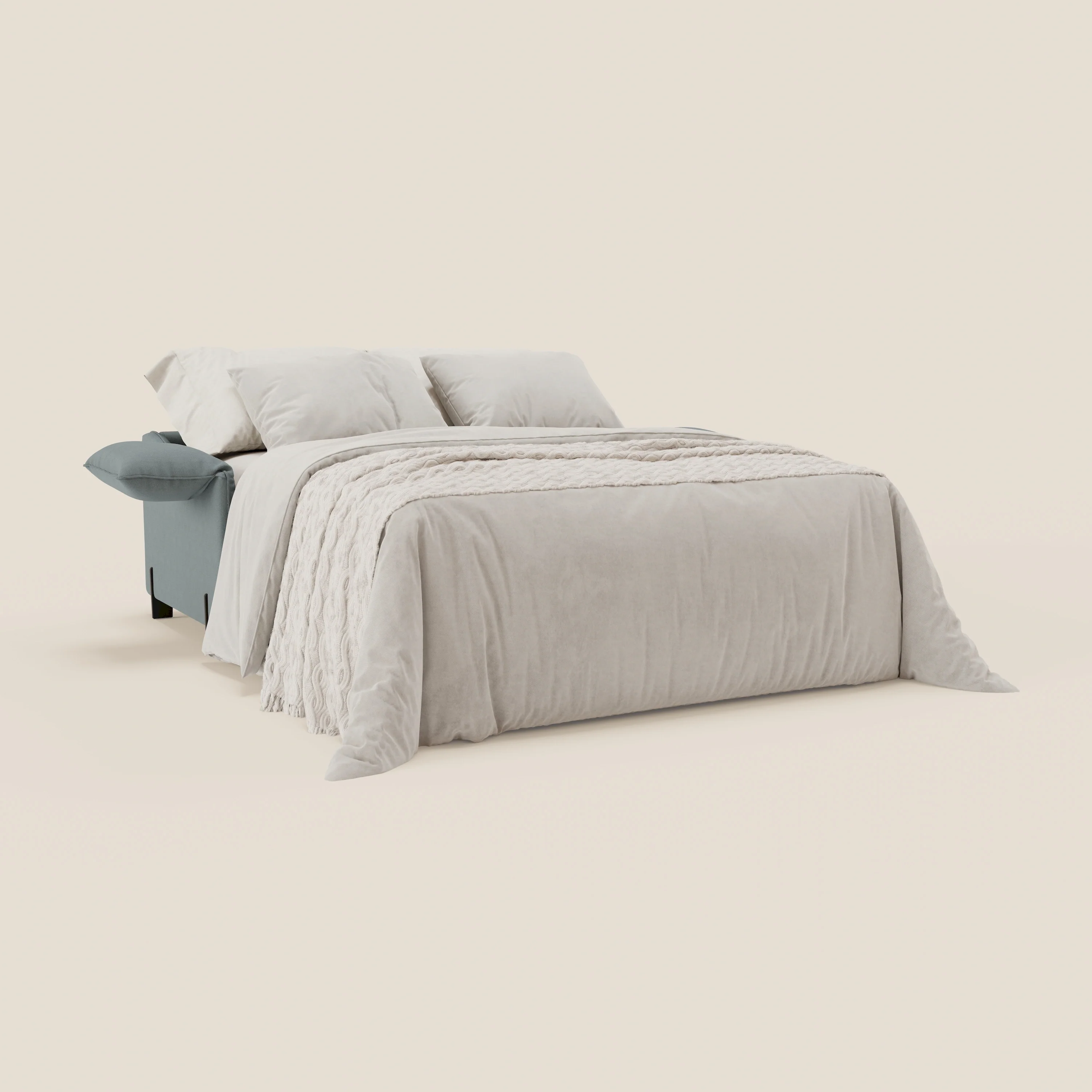 Primula Canapé convertible avec matelas H18 cm en tissu détachable T05 bleu pastel - Image 2