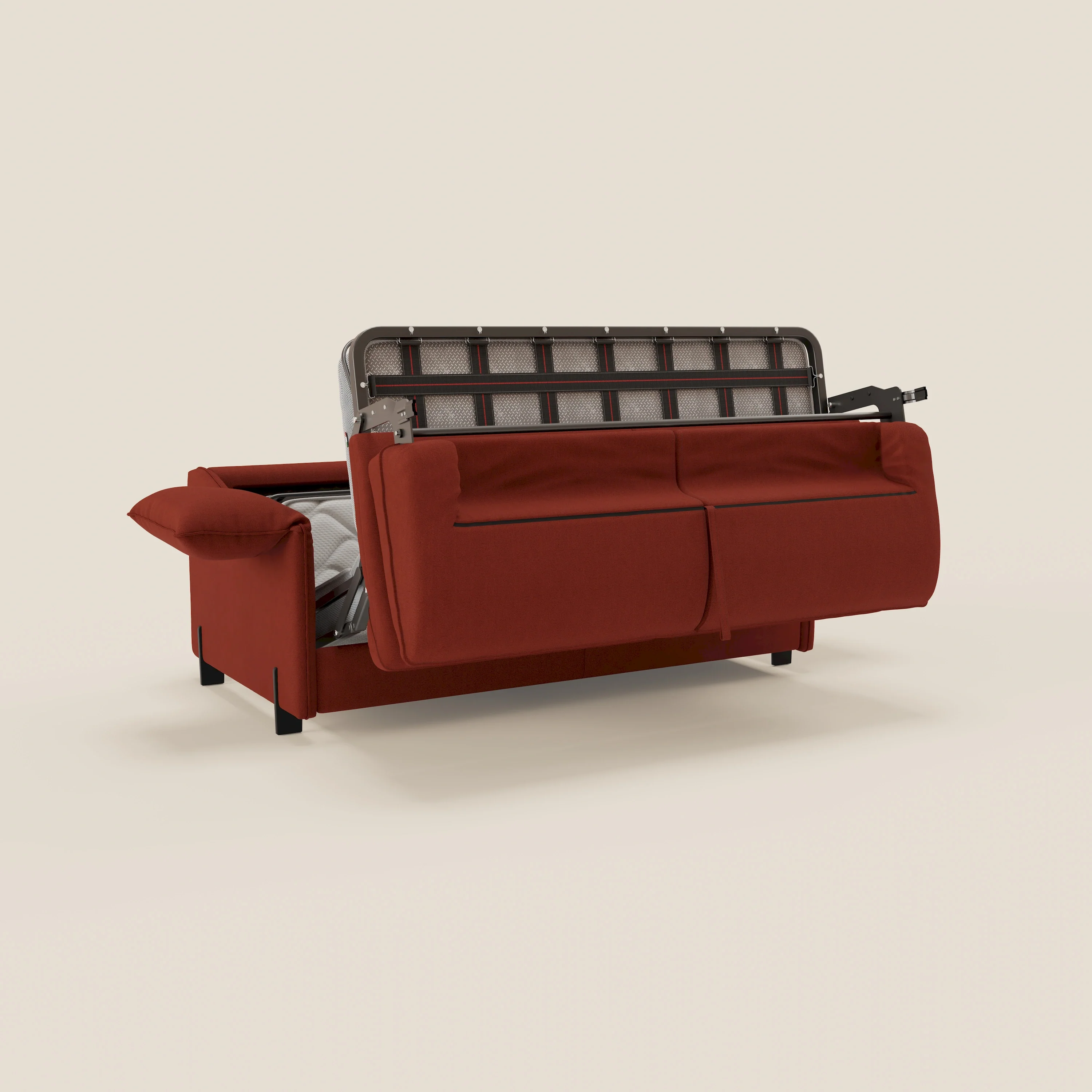 Primula Canapé convertible avec matelas H18 cm en tissu détachable T05 rouge - Image 11