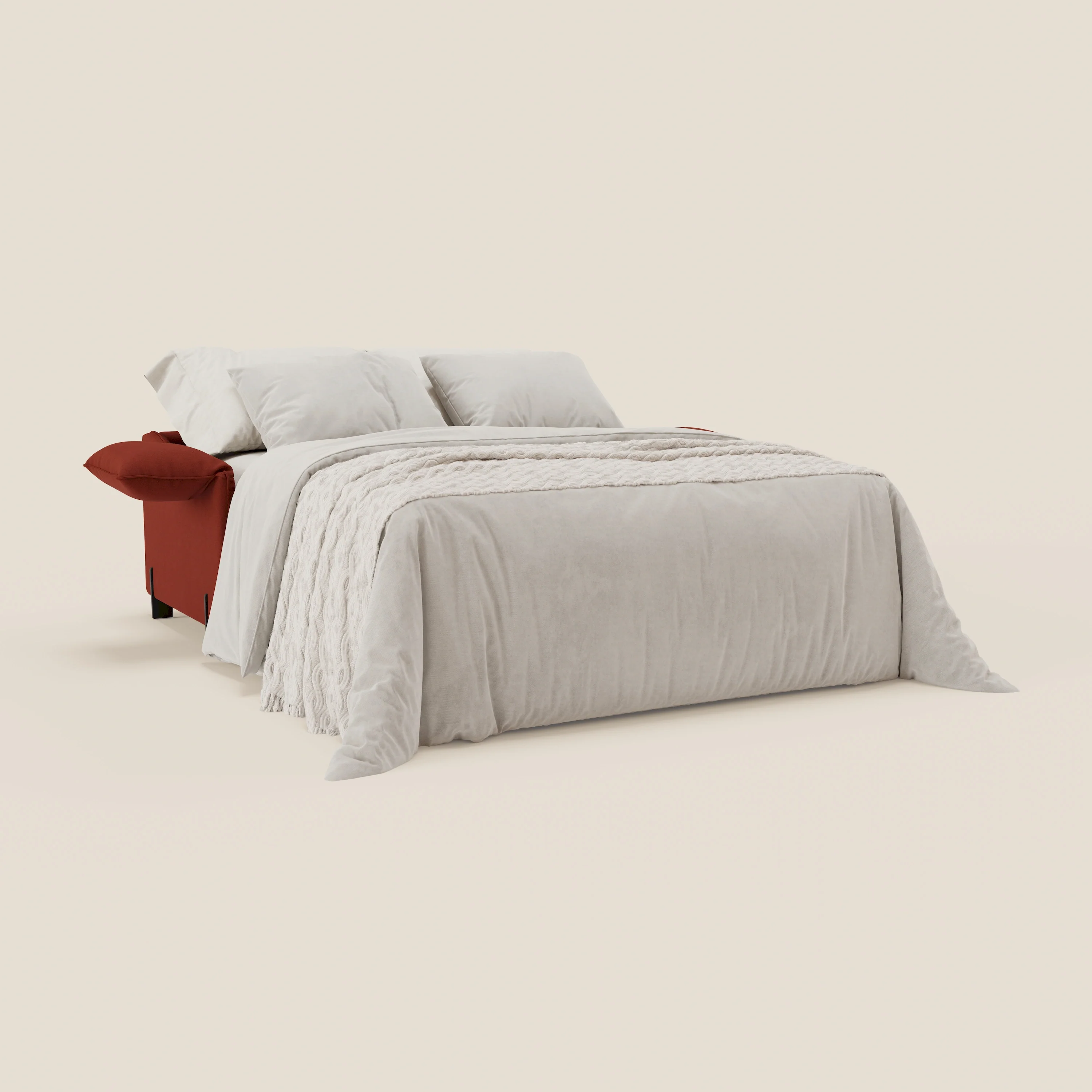 Primula Canapé convertible avec matelas H18 cm en tissu détachable T05 rouge - Image 2