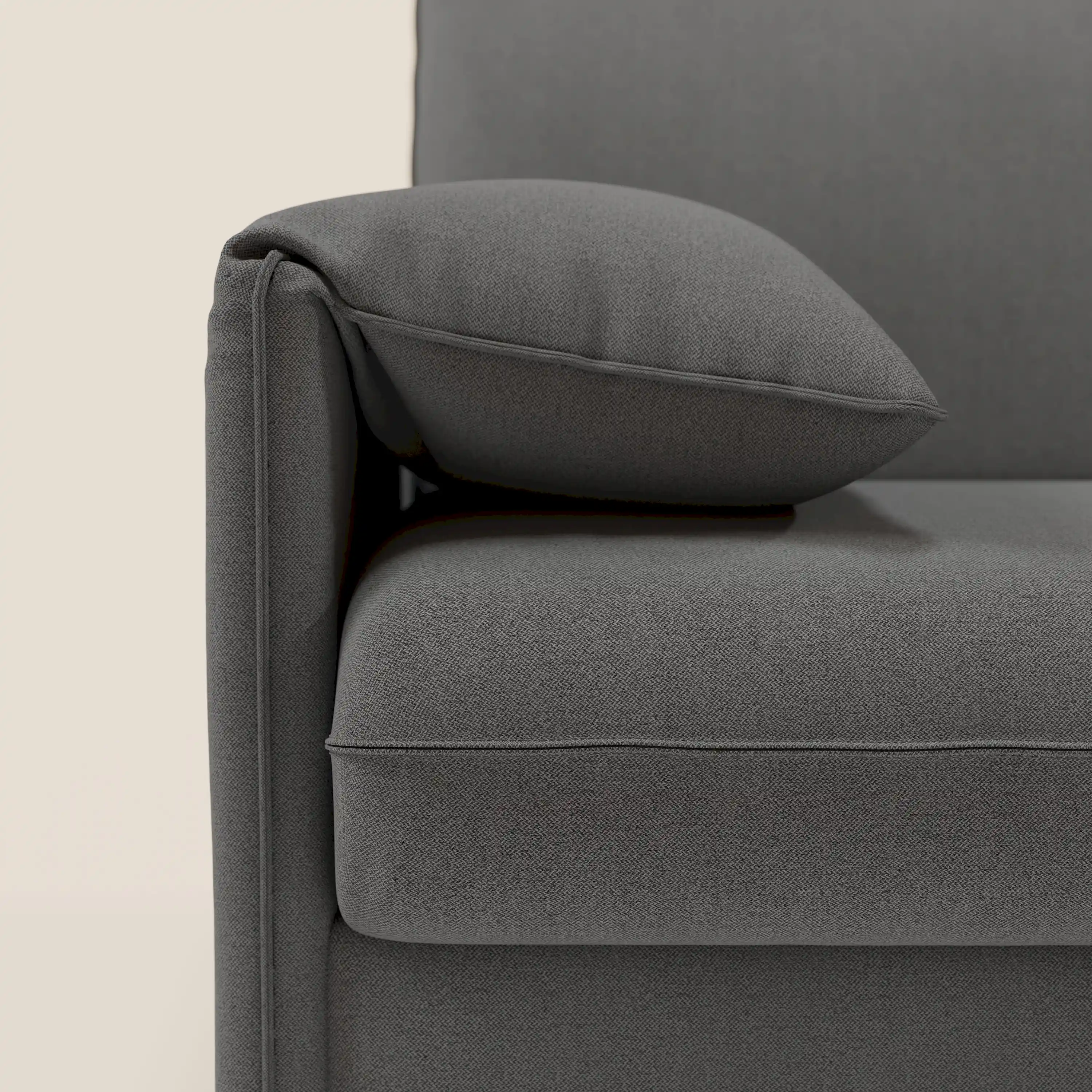 Primula Canapé convertible d'angle avec matelas H18 cm et chaise longue coffre en tissu détachable T05 anthracite - Image 10
