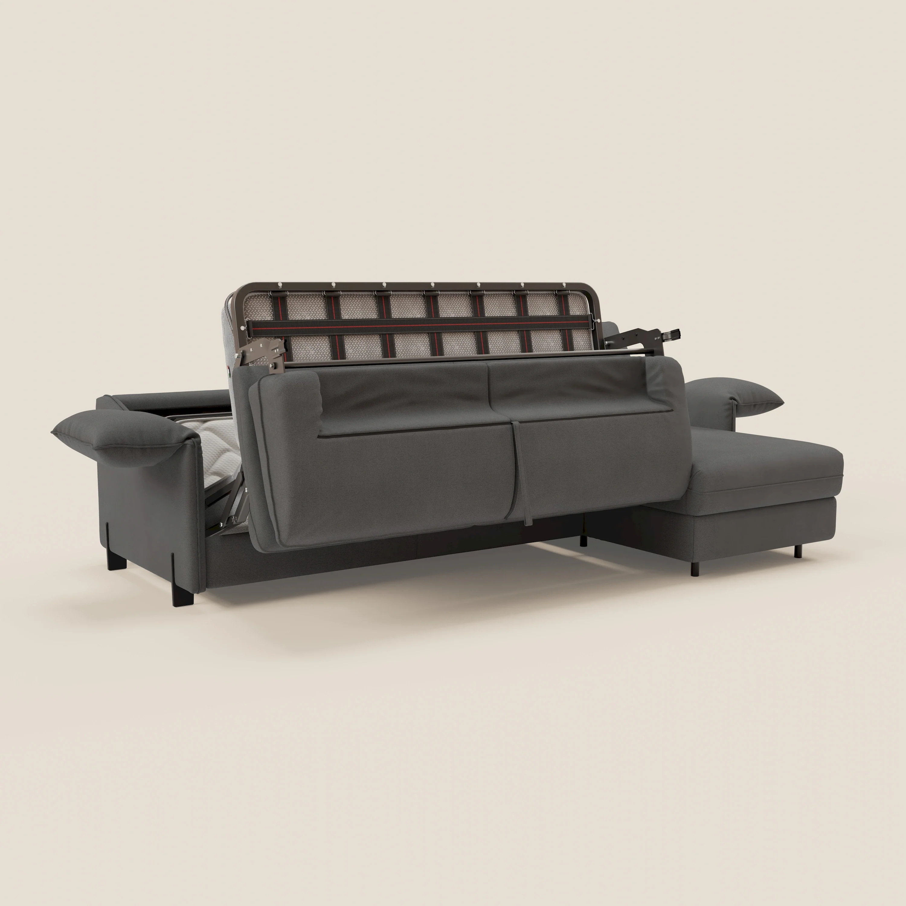 Primula Canapé convertible d'angle avec matelas H18 cm et chaise longue coffre en tissu détachable T05 anthracite - Image 11