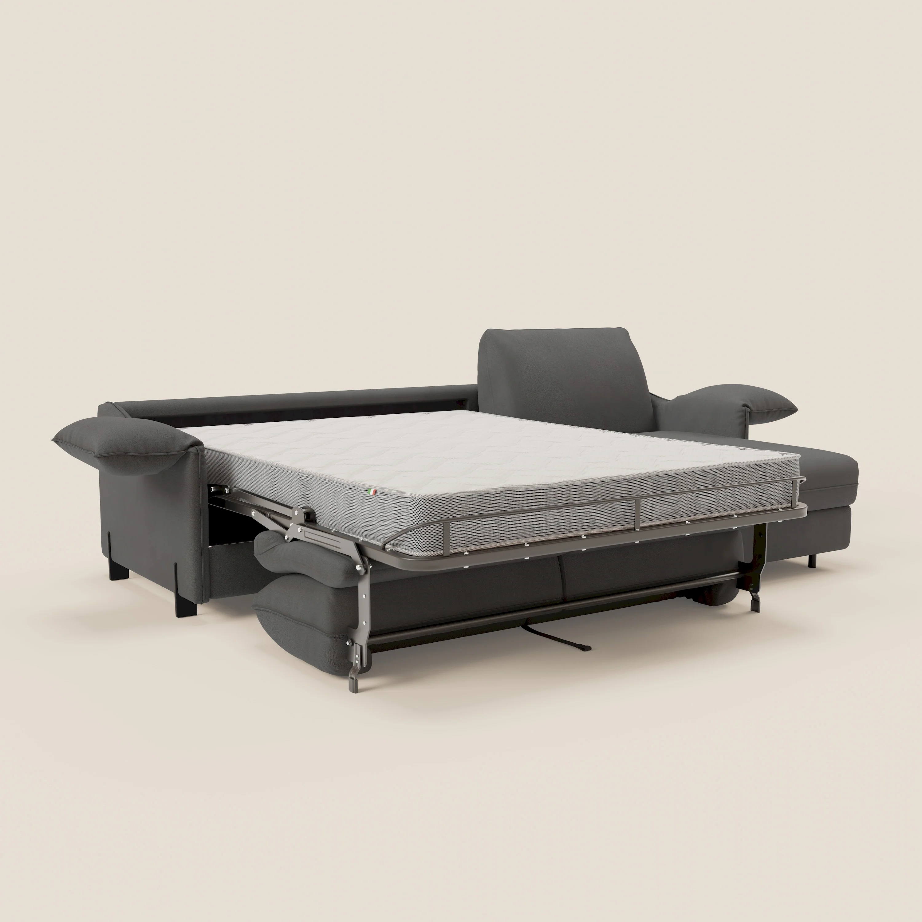 Primula Canapé convertible d'angle avec matelas H18 cm et chaise longue coffre en tissu détachable T05 anthracite - Image 12