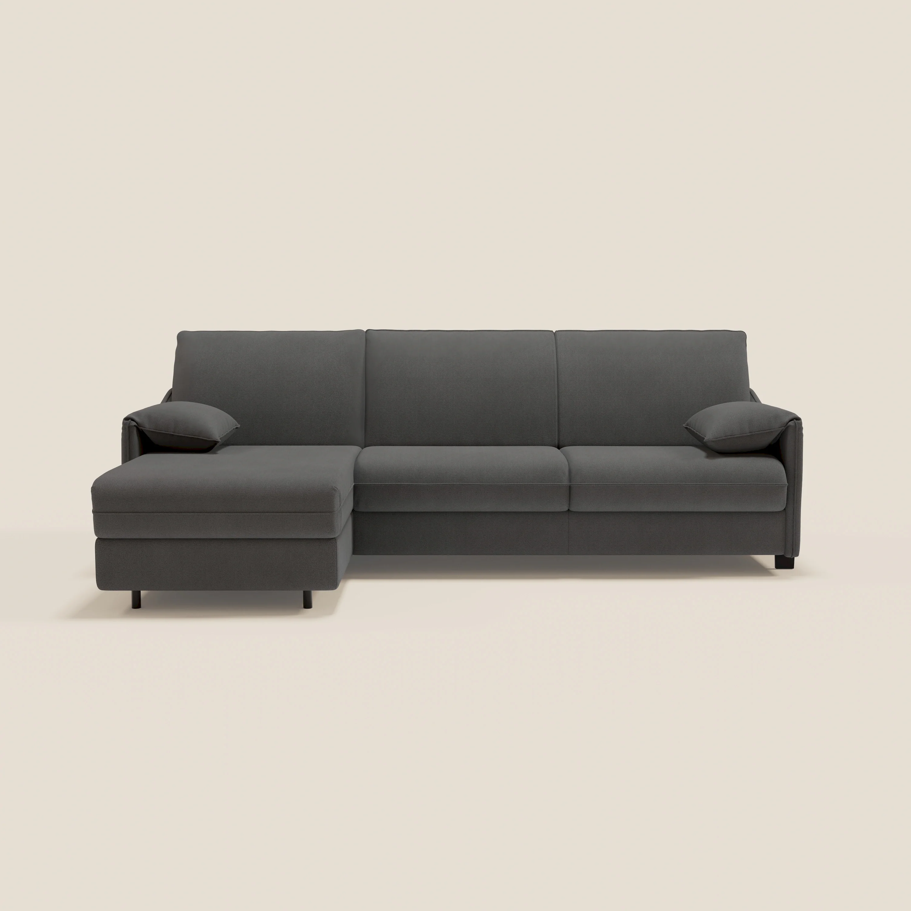 Primula Canapé convertible d'angle avec matelas H18 cm et chaise longue coffre en tissu détachable T05 anthracite - Image 13